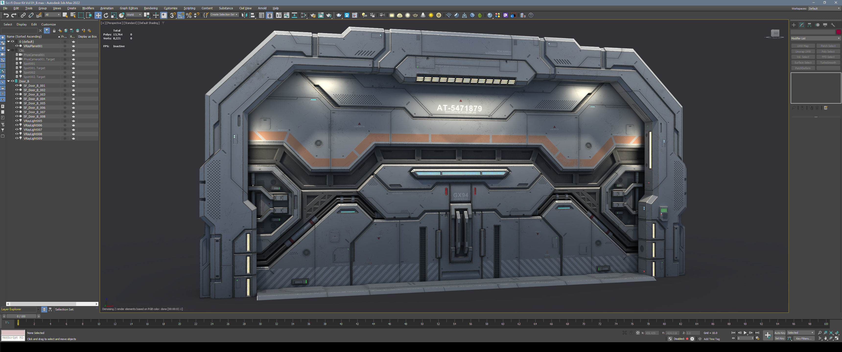 Sci-Fi Door Kit Vol 01-Type B-PBR Low-poly 3D model_3