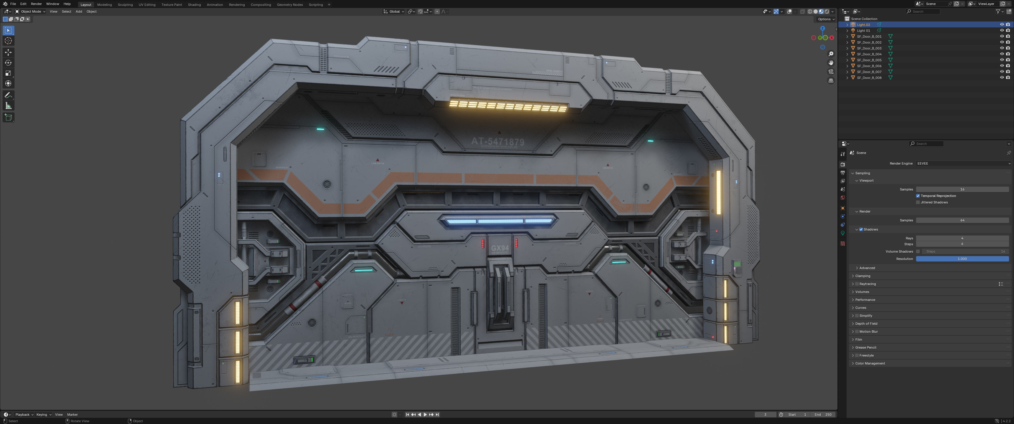 Sci-Fi Door Kit Vol 01-Type B-PBR Low-poly 3D model_5