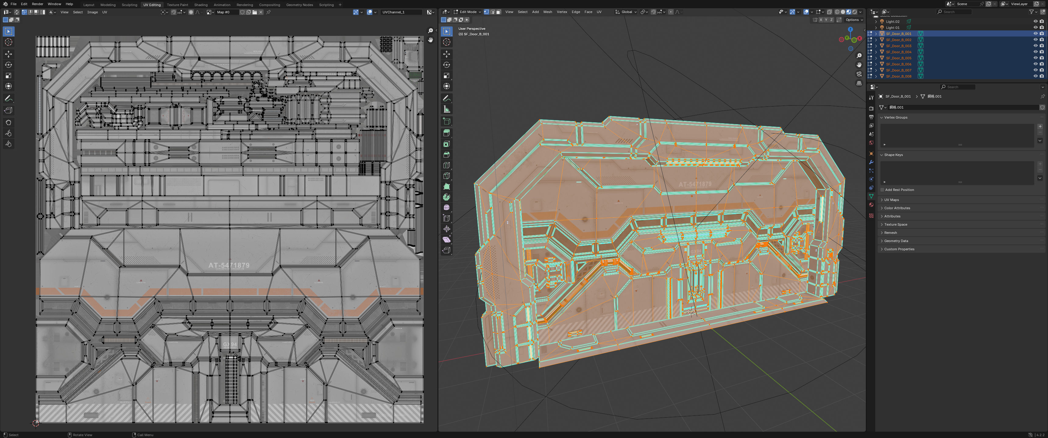 Sci-Fi Door Kit Vol 01-Type B-PBR Low-poly 3D model_7