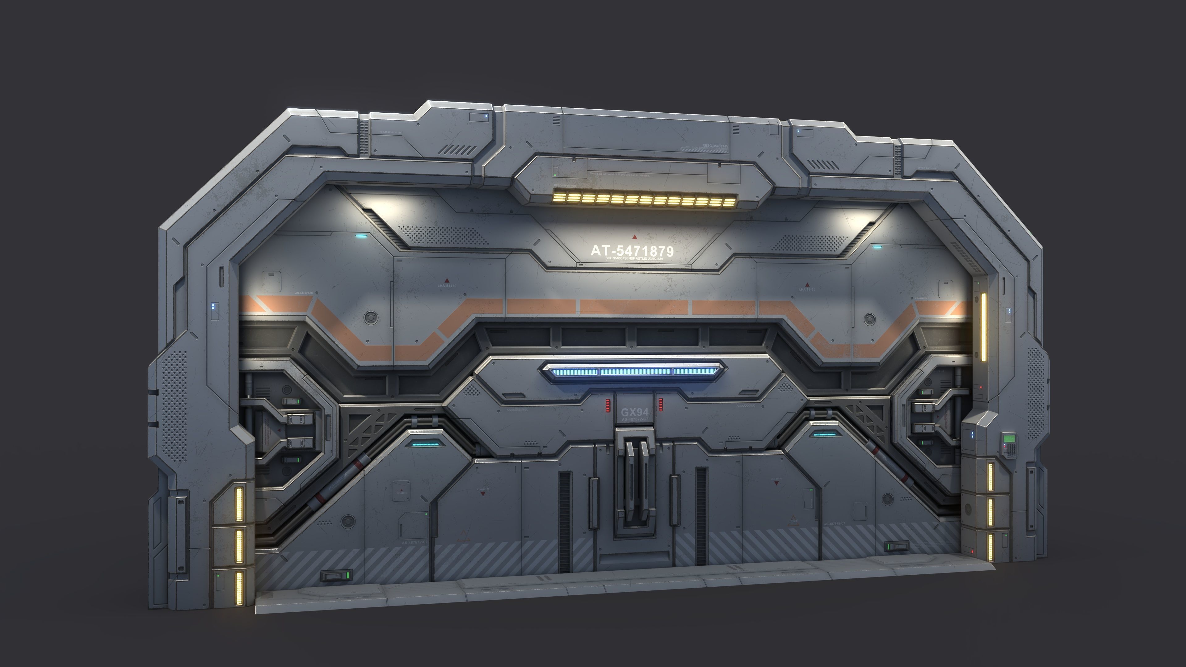 Sci-Fi Door Kit Vol 01-Type B-PBR Low-poly 3D model_1