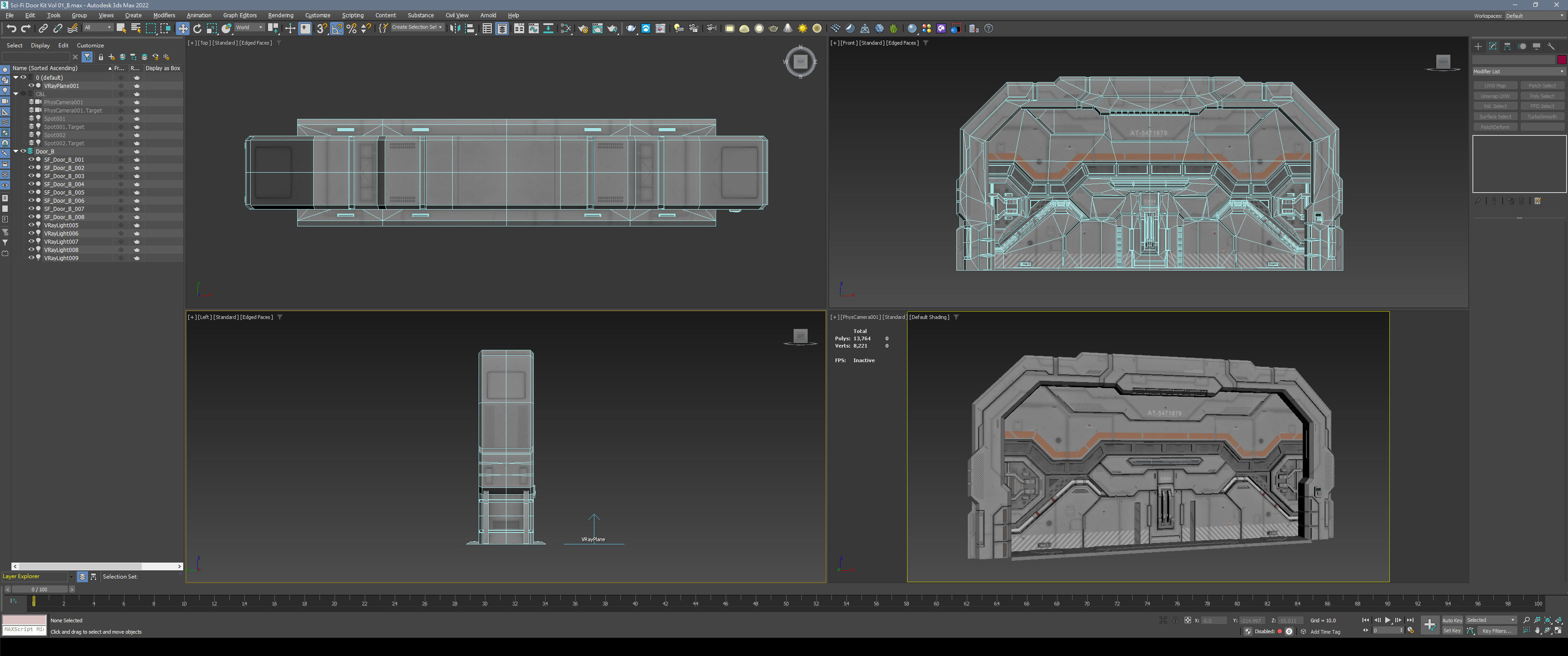 Sci-Fi Door Kit Vol 01-Type B-PBR Low-poly 3D model_4