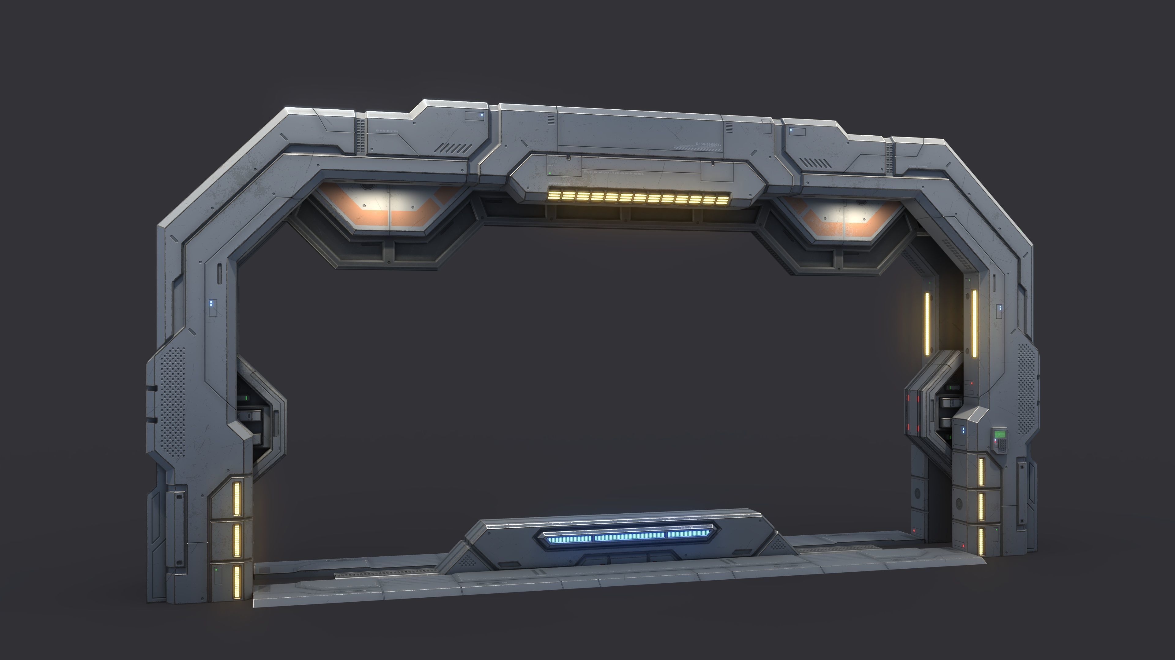 Sci-Fi Door Kit Vol 01-Type B-PBR Low-poly 3D model_2