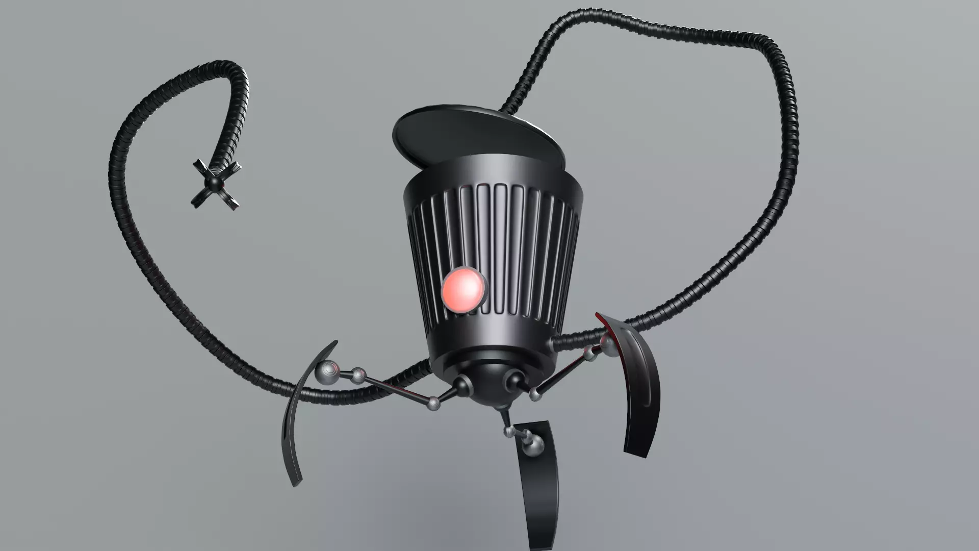 The robot is a garbage can Low-poly 3D model_0