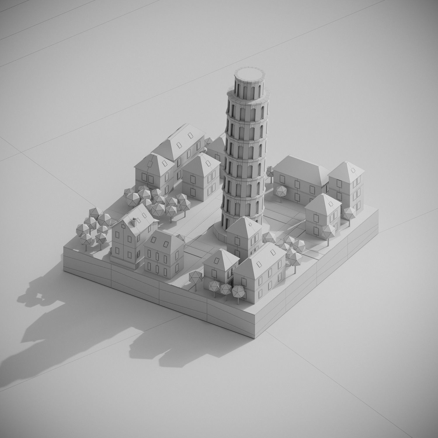 Pisa Tower Low-poly 3D model_3