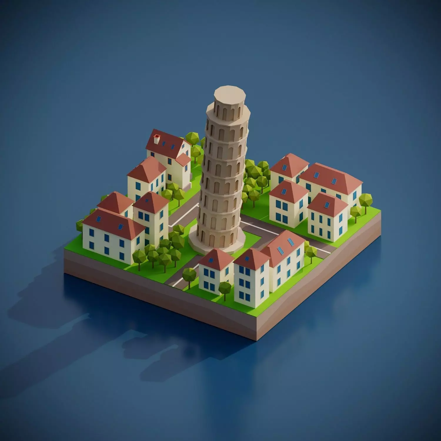 Pisa Tower Low-poly 3D model_0