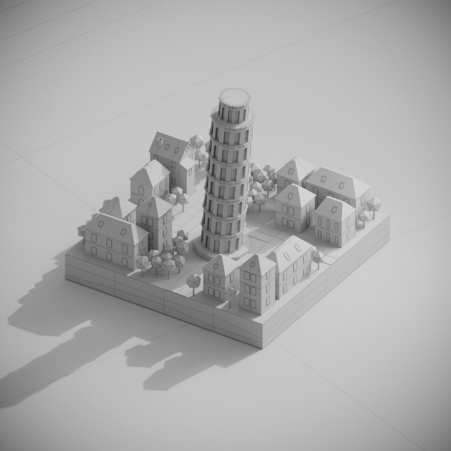 Pisa Tower Low-poly 3D model_1