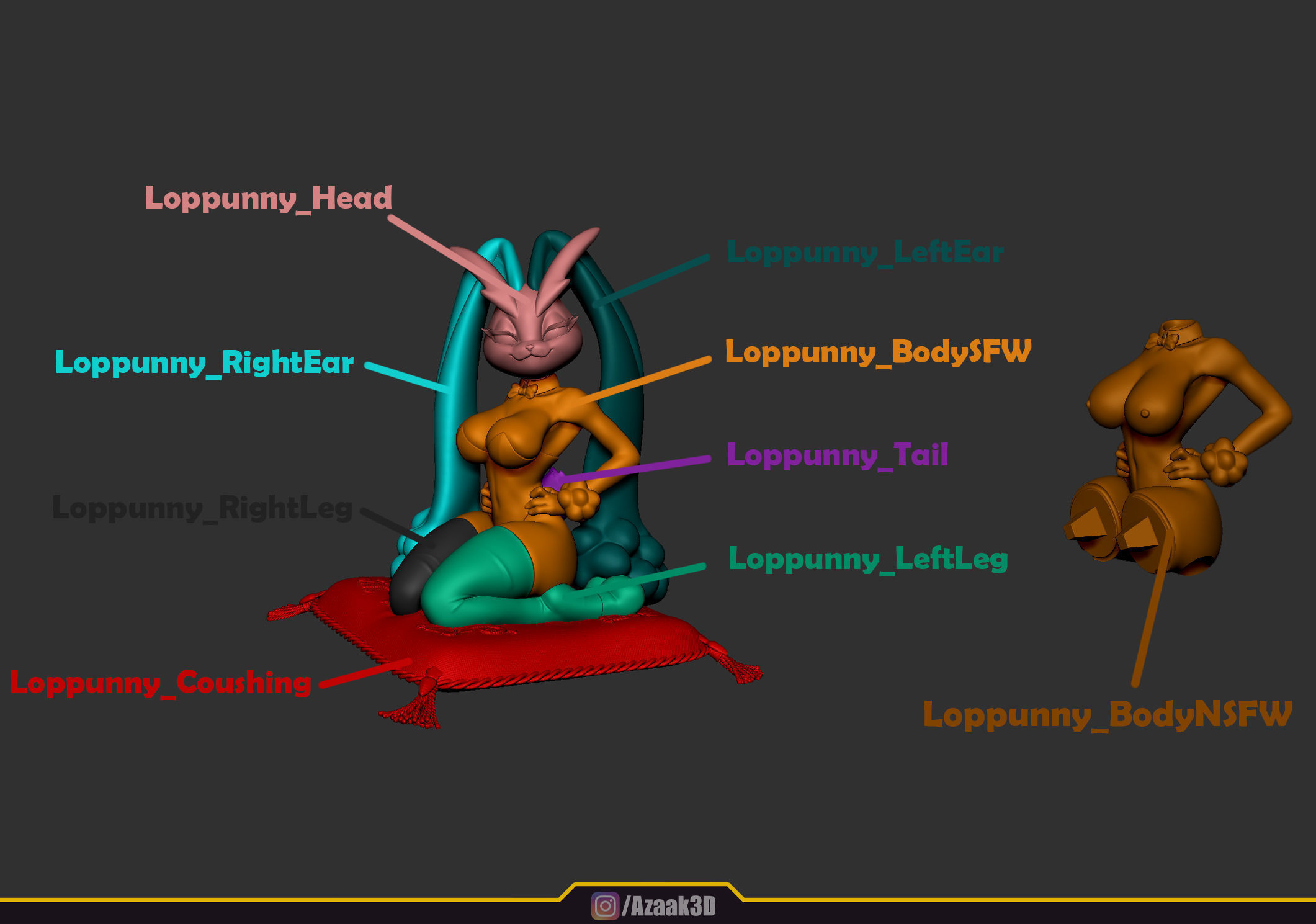 Lopunny - Bunnysuit Collection With NSFW variant 3D print model_2