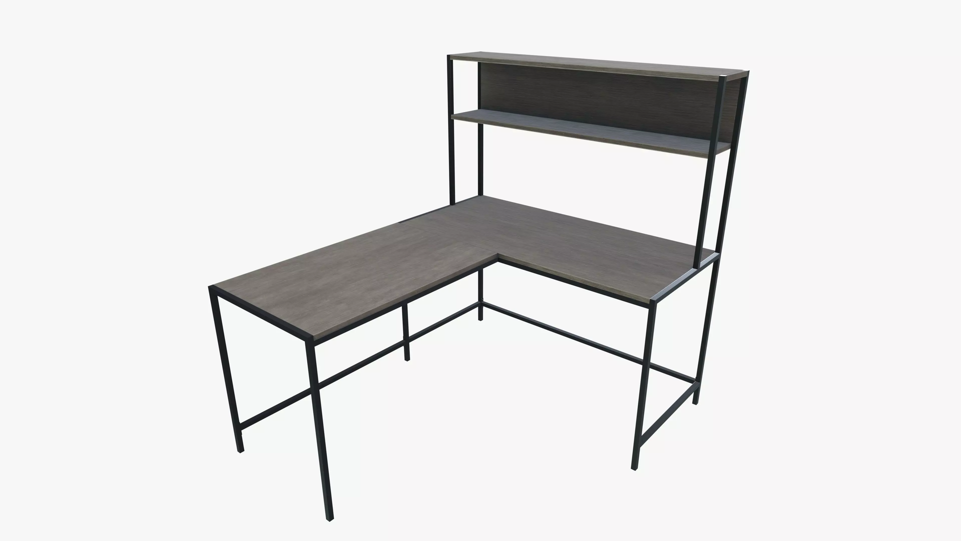 Wooden Desk Low-poly 3D model_0