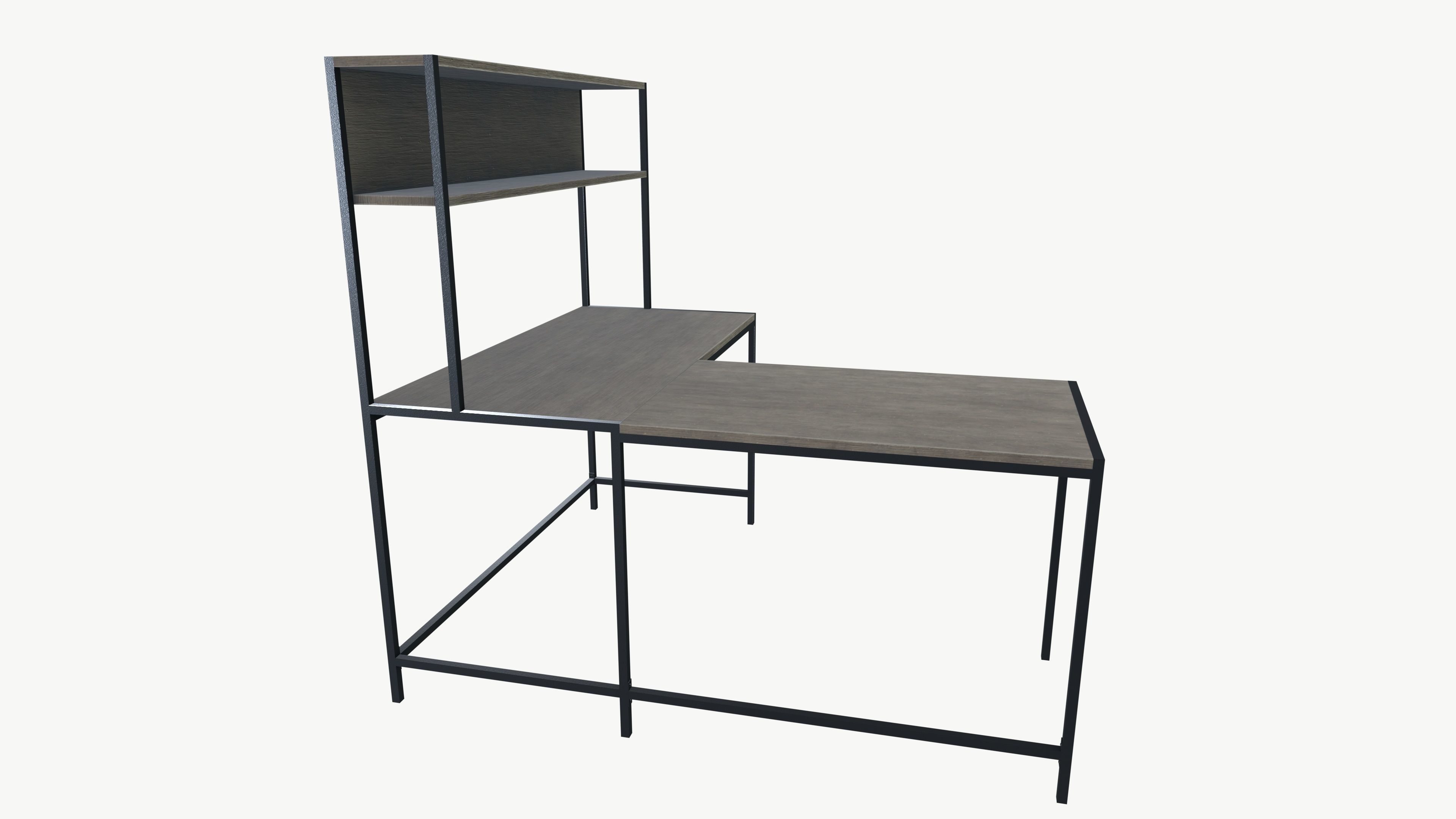 Wooden Desk Low-poly 3D model_3