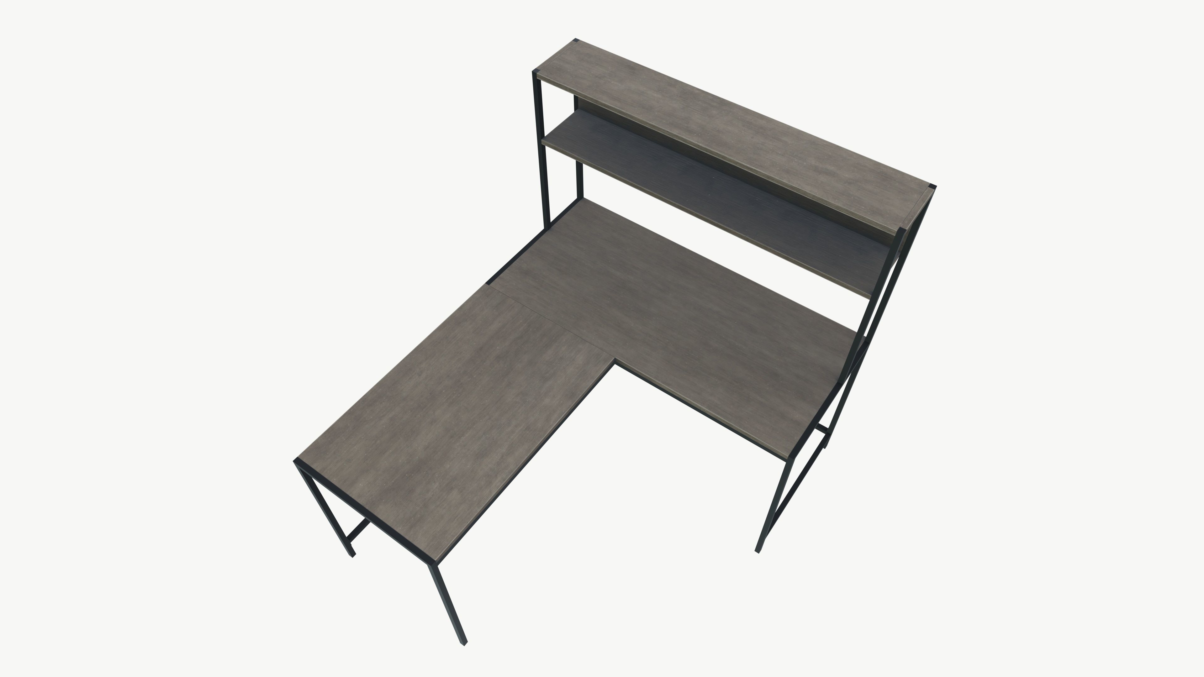 Wooden Desk Low-poly 3D model_5