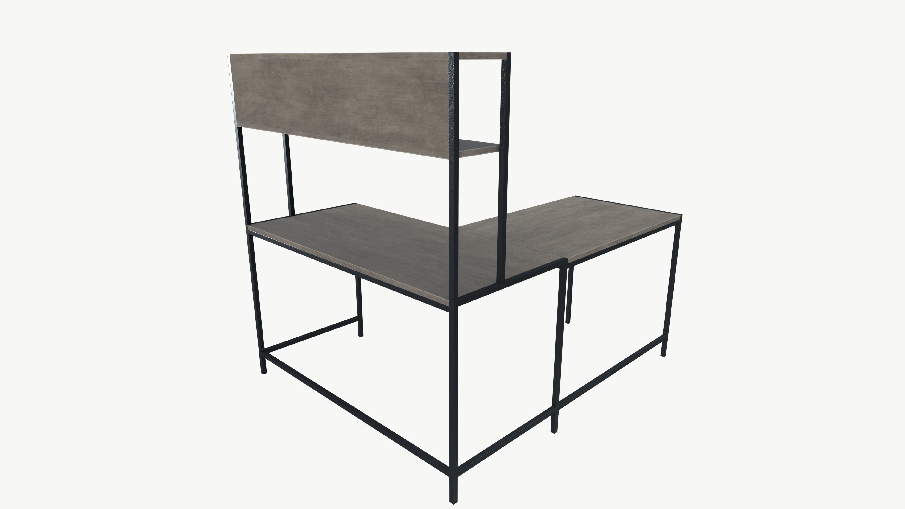 Wooden Desk Low-poly 3D model_4