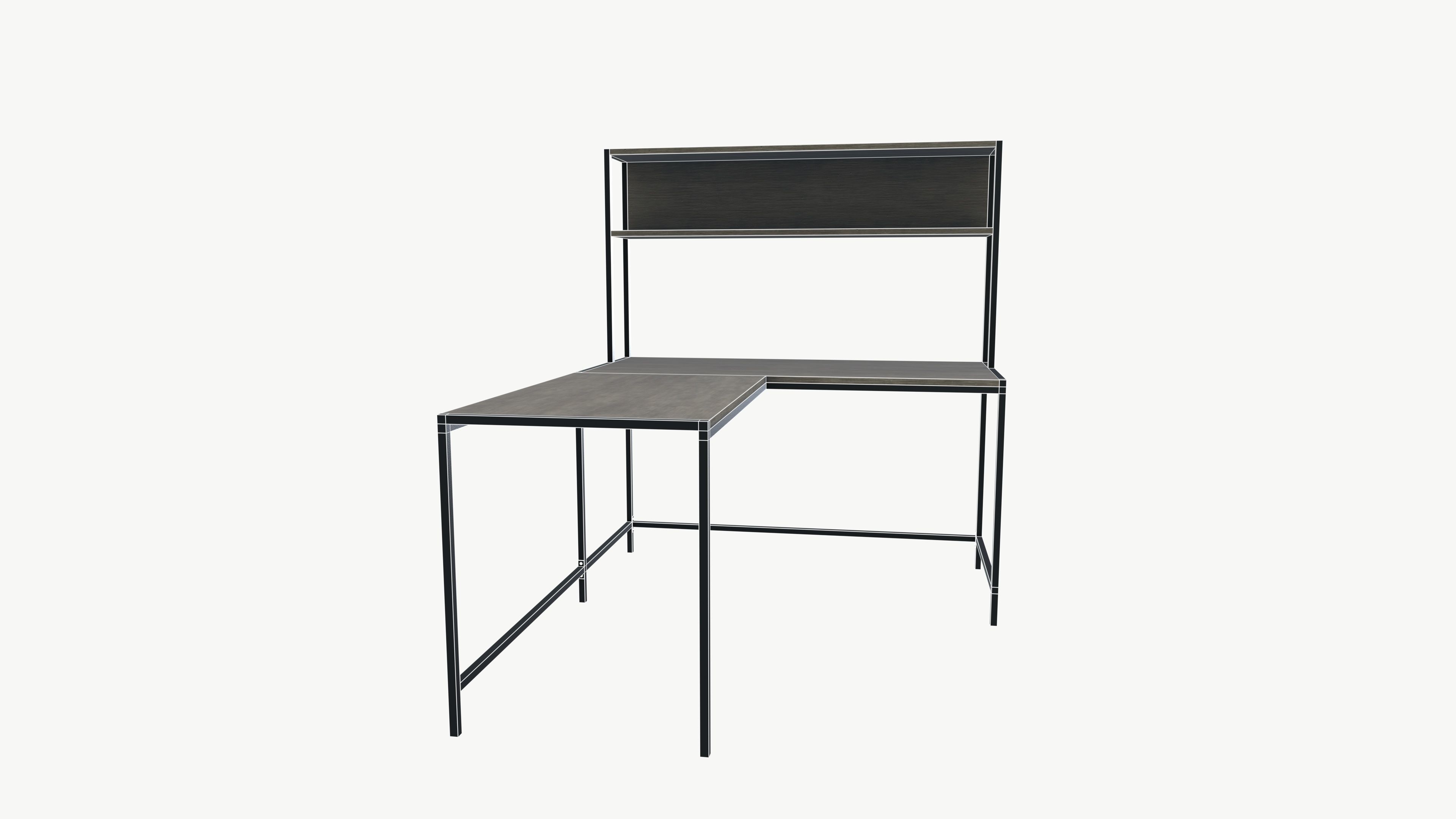 Wooden Desk Low-poly 3D model_8