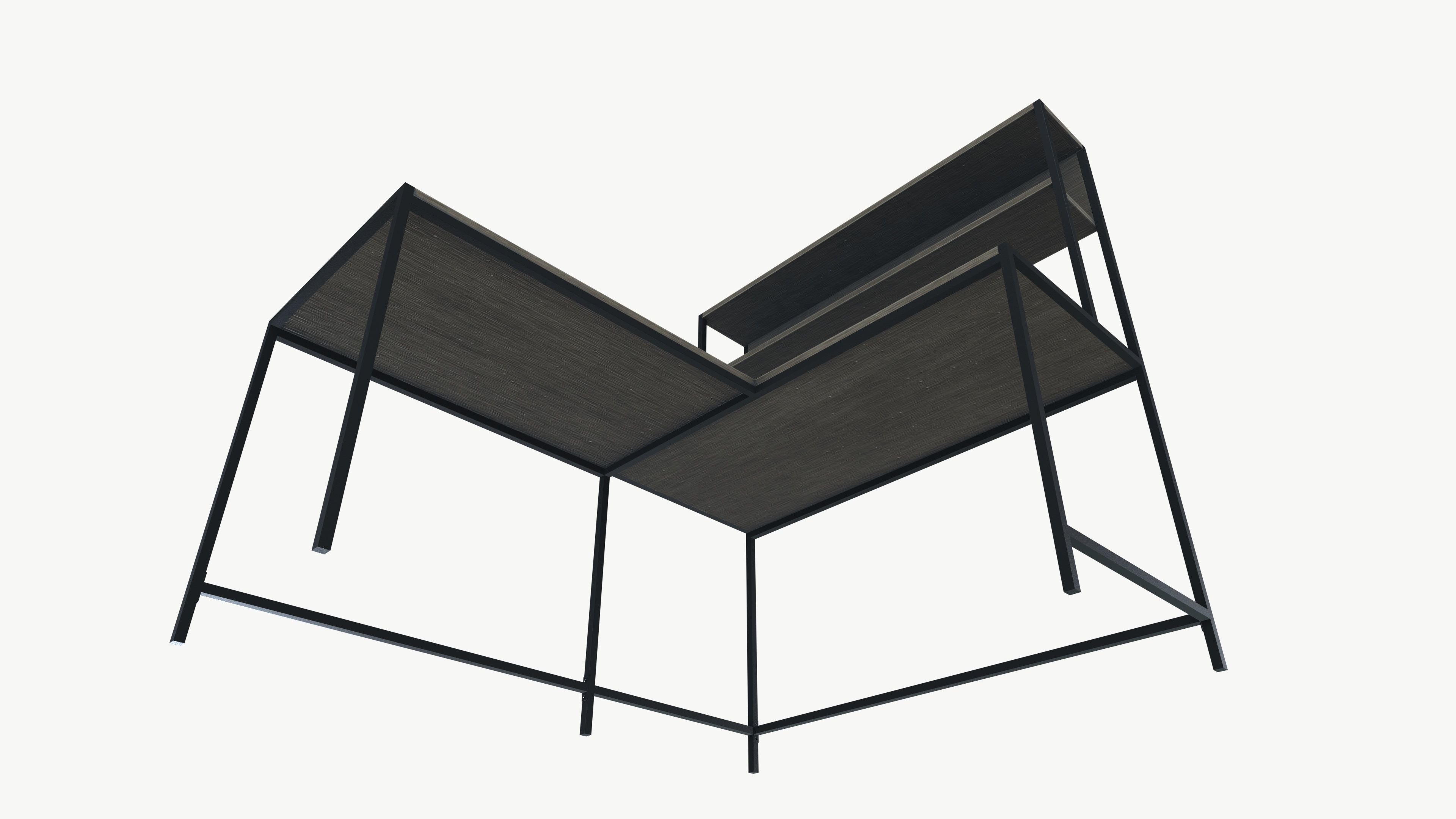 Wooden Desk Low-poly 3D model_6