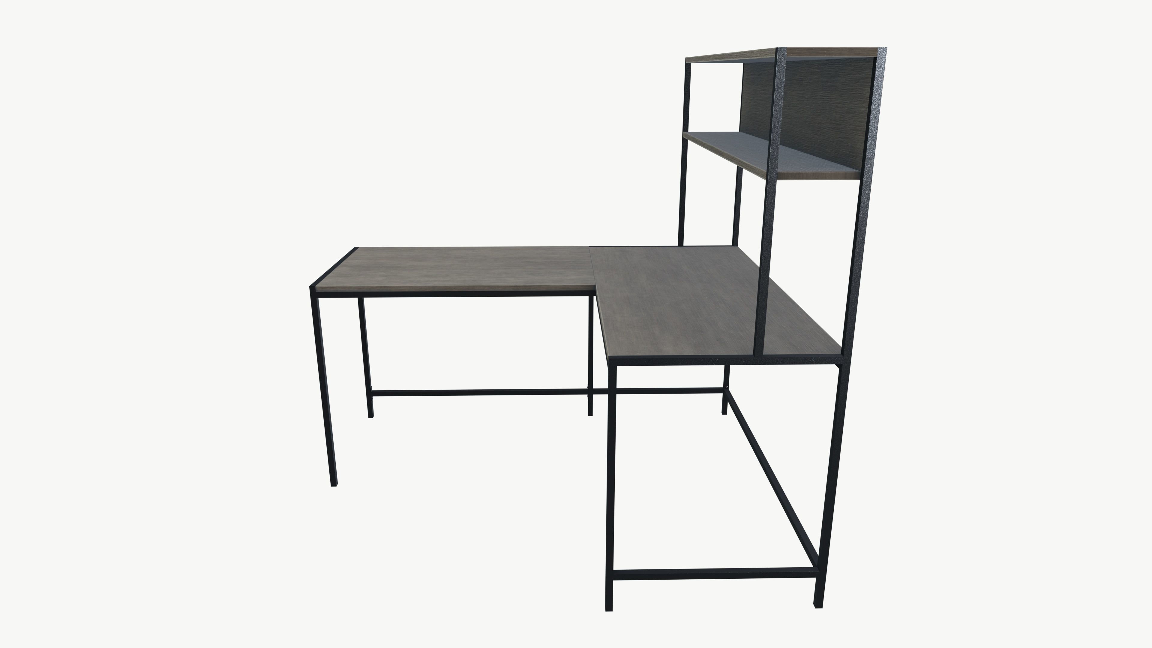 Wooden Desk Low-poly 3D model_2