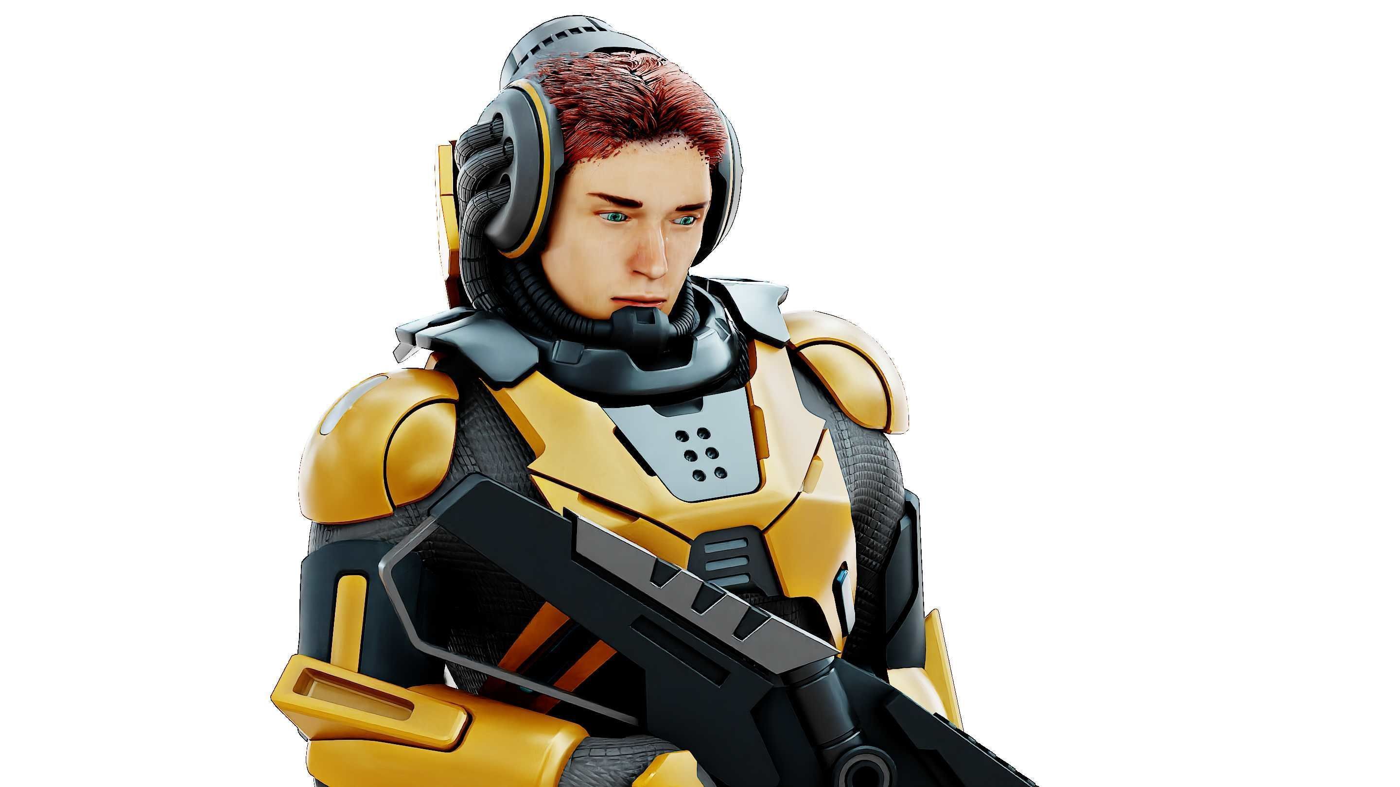 CYBORG SOLDIER RX-400 Rigged for Unreal Engine - Unity - MIXAMO 3D model_25