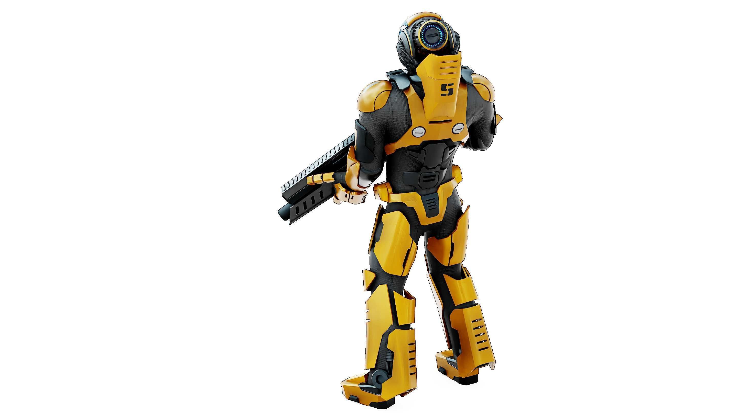 CYBORG SOLDIER RX-400 Rigged for Unreal Engine - Unity - MIXAMO 3D model_15