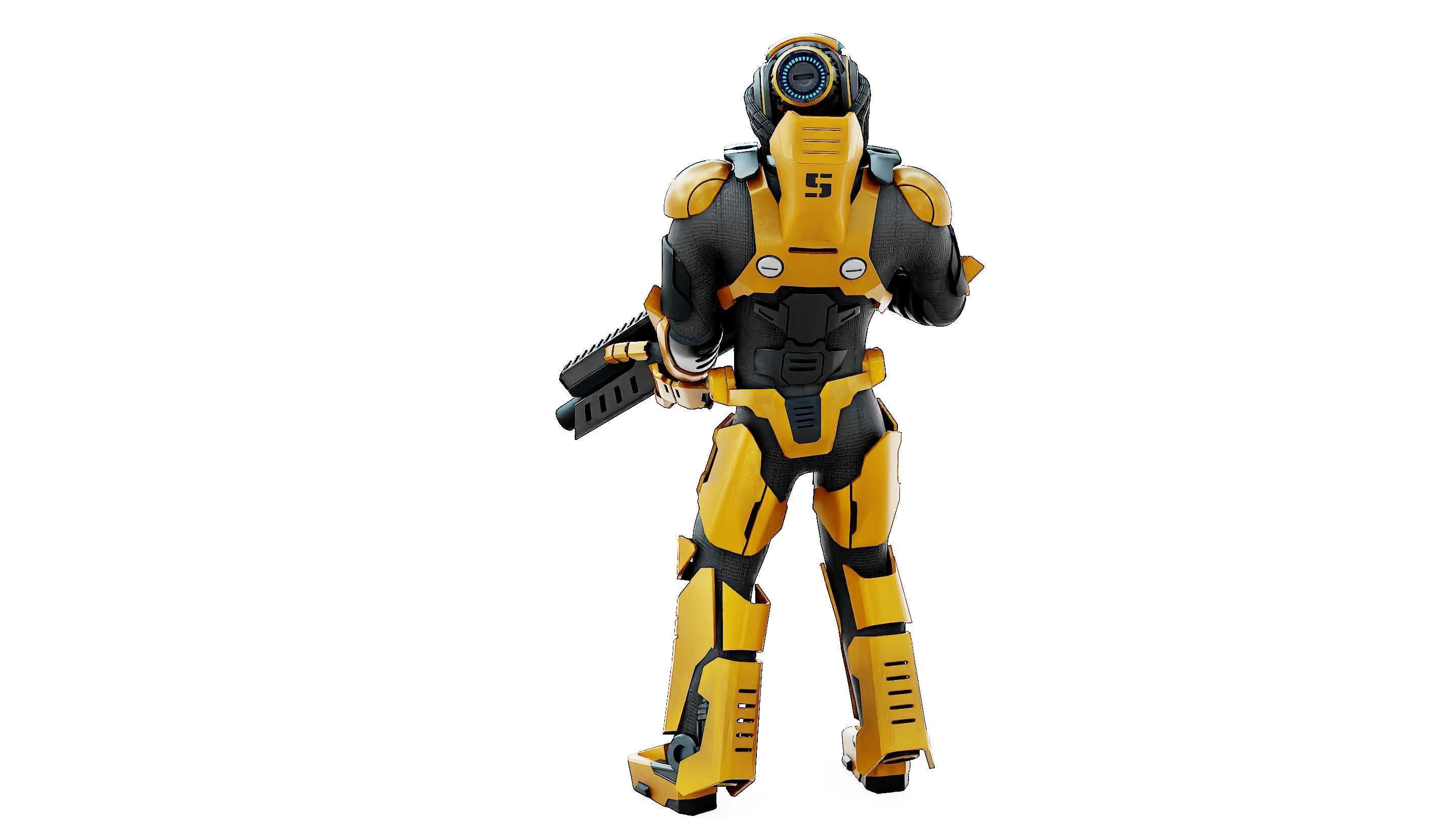 CYBORG SOLDIER RX-400 Rigged for Unreal Engine - Unity - MIXAMO 3D model_14