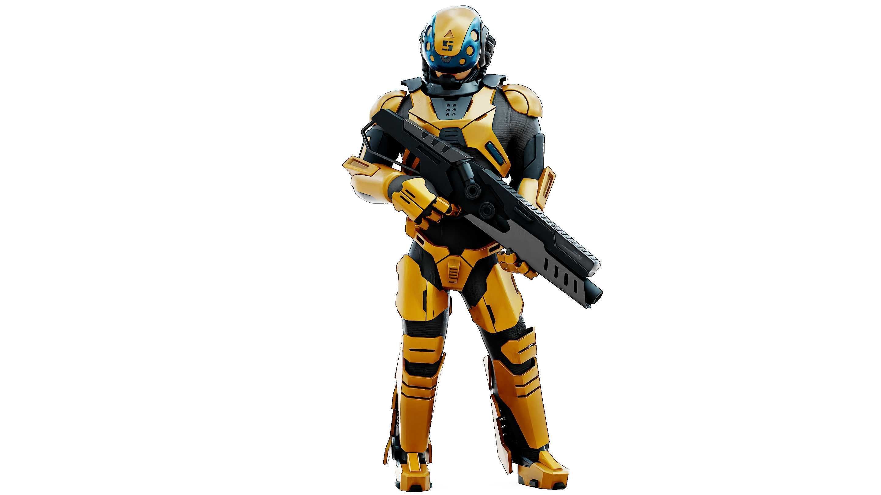 CYBORG SOLDIER RX-400 Rigged for Unreal Engine - Unity - MIXAMO 3D model_3