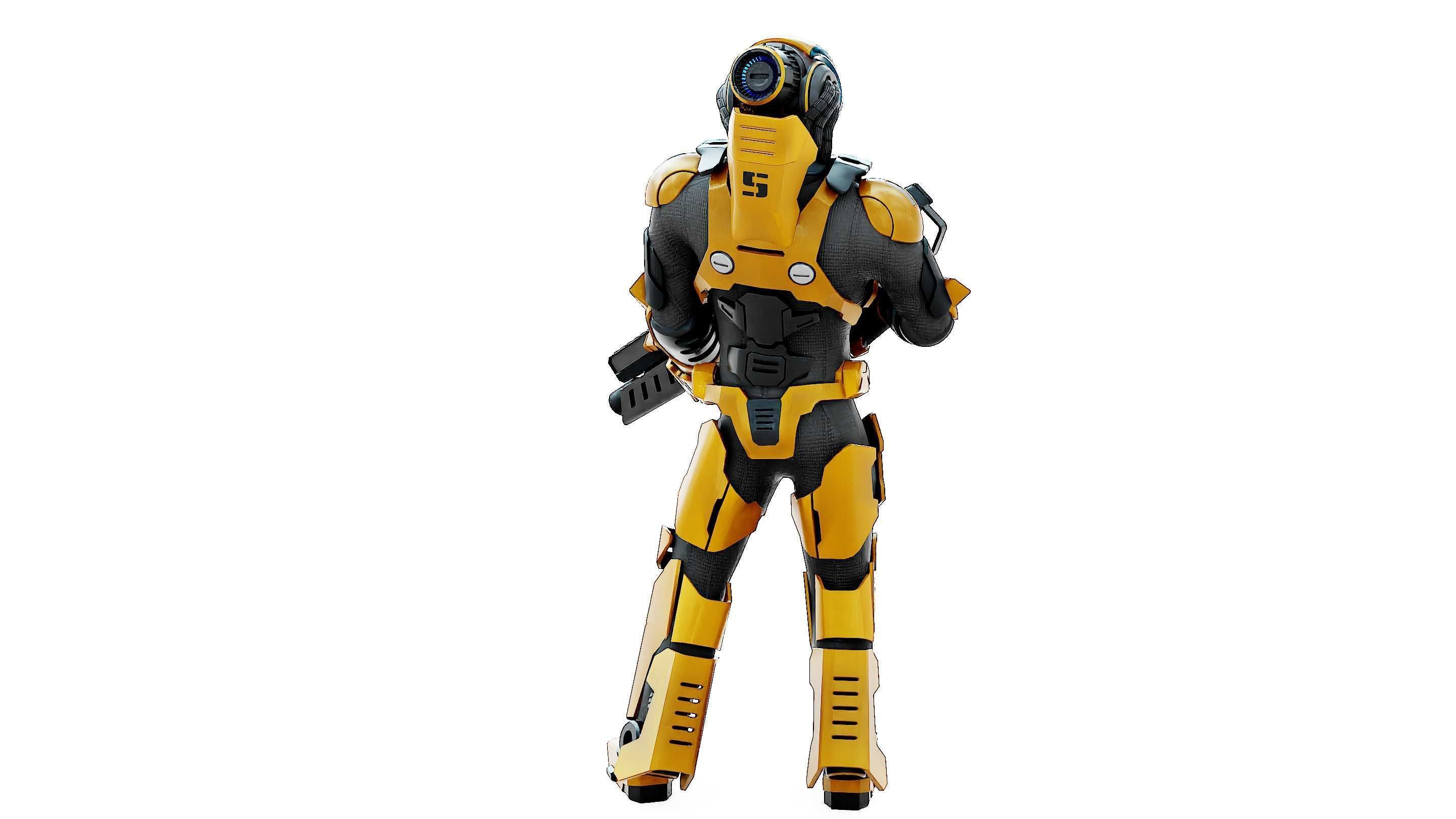 CYBORG SOLDIER RX-400 Rigged for Unreal Engine - Unity - MIXAMO 3D model_13