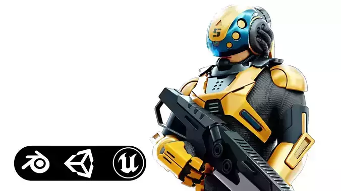 CYBORG SOLDIER RX-400 Rigged for Unreal Engine - Unity - MIXAMO