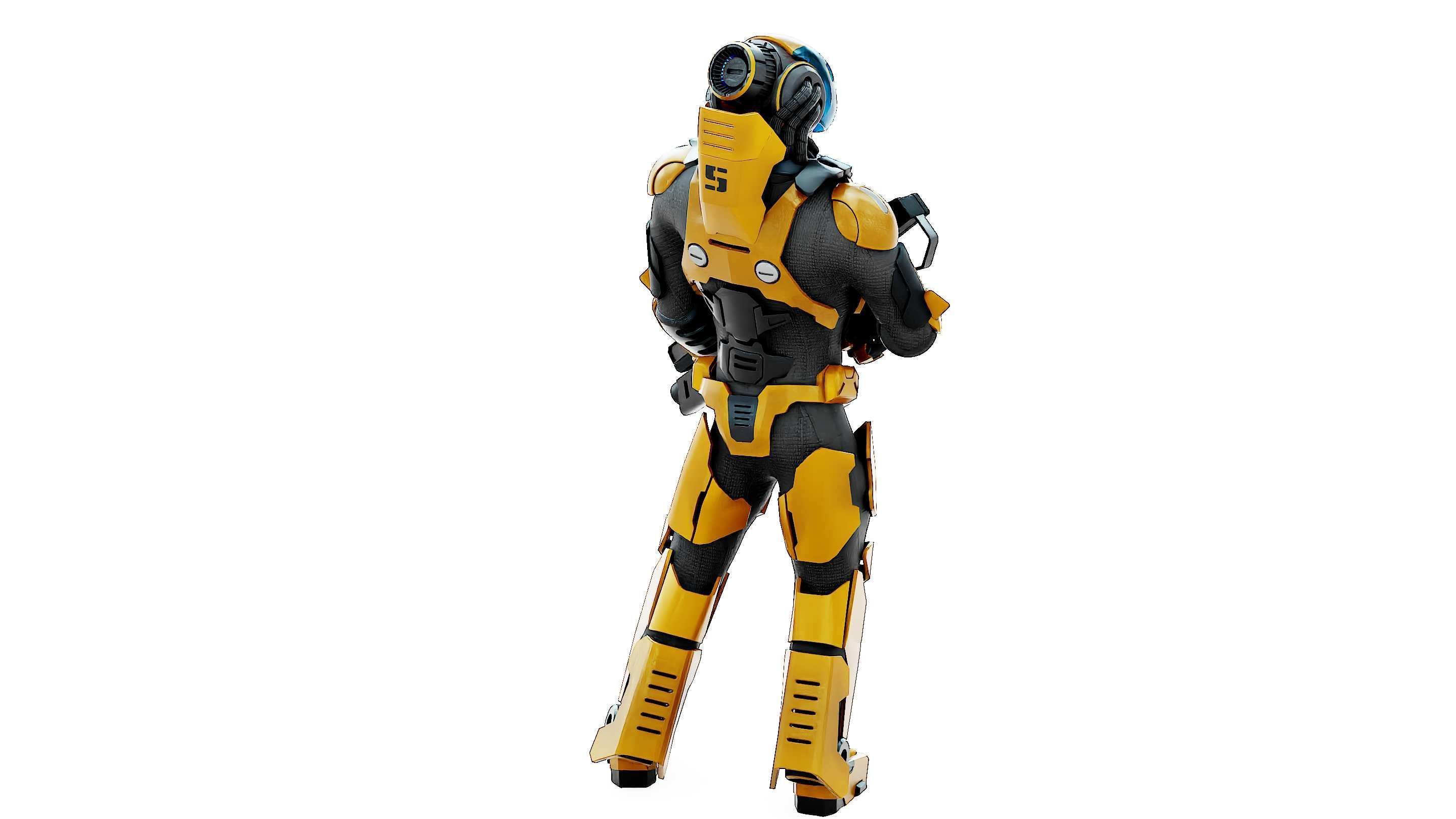 CYBORG SOLDIER RX-400 Rigged for Unreal Engine - Unity - MIXAMO 3D model_12