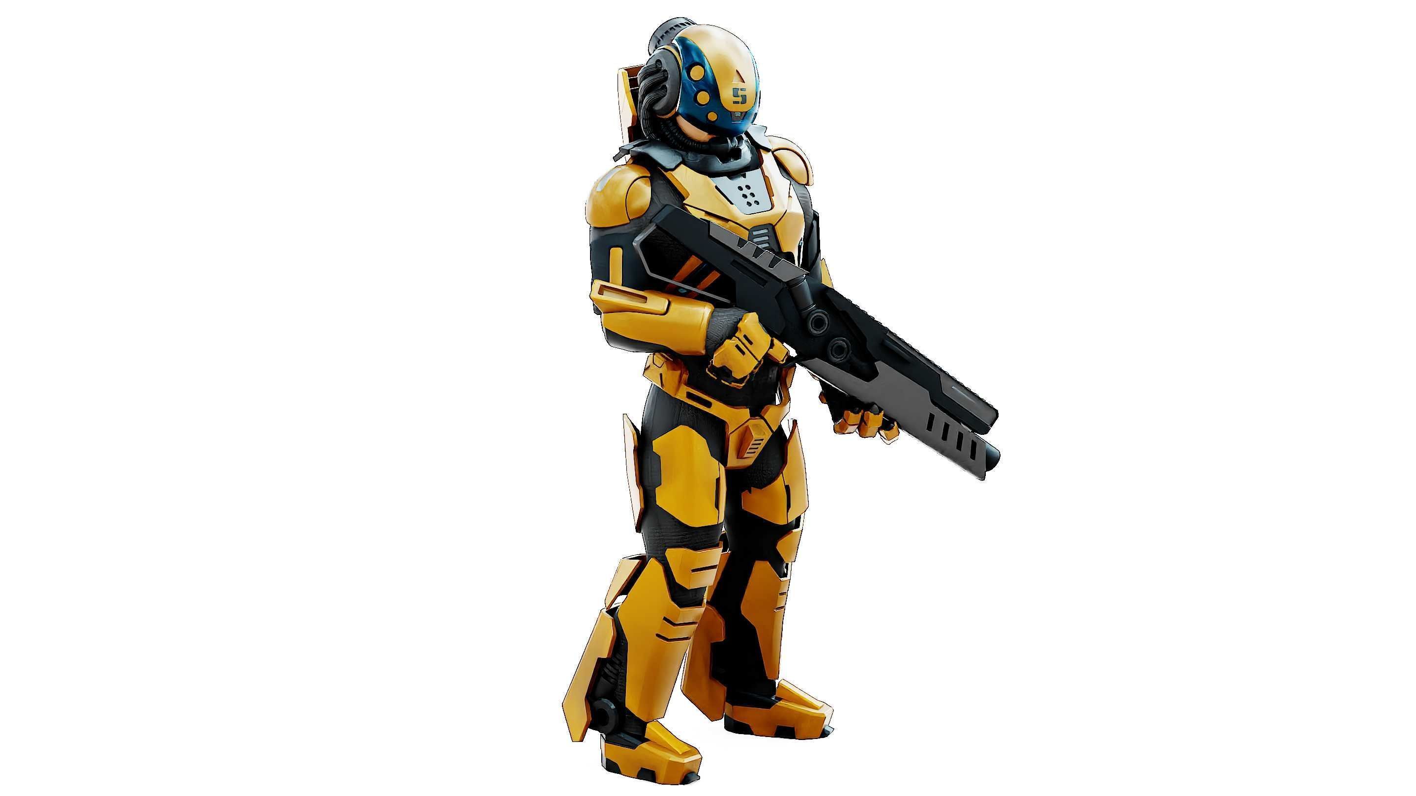 CYBORG SOLDIER RX-400 Rigged for Unreal Engine - Unity - MIXAMO 3D model_6