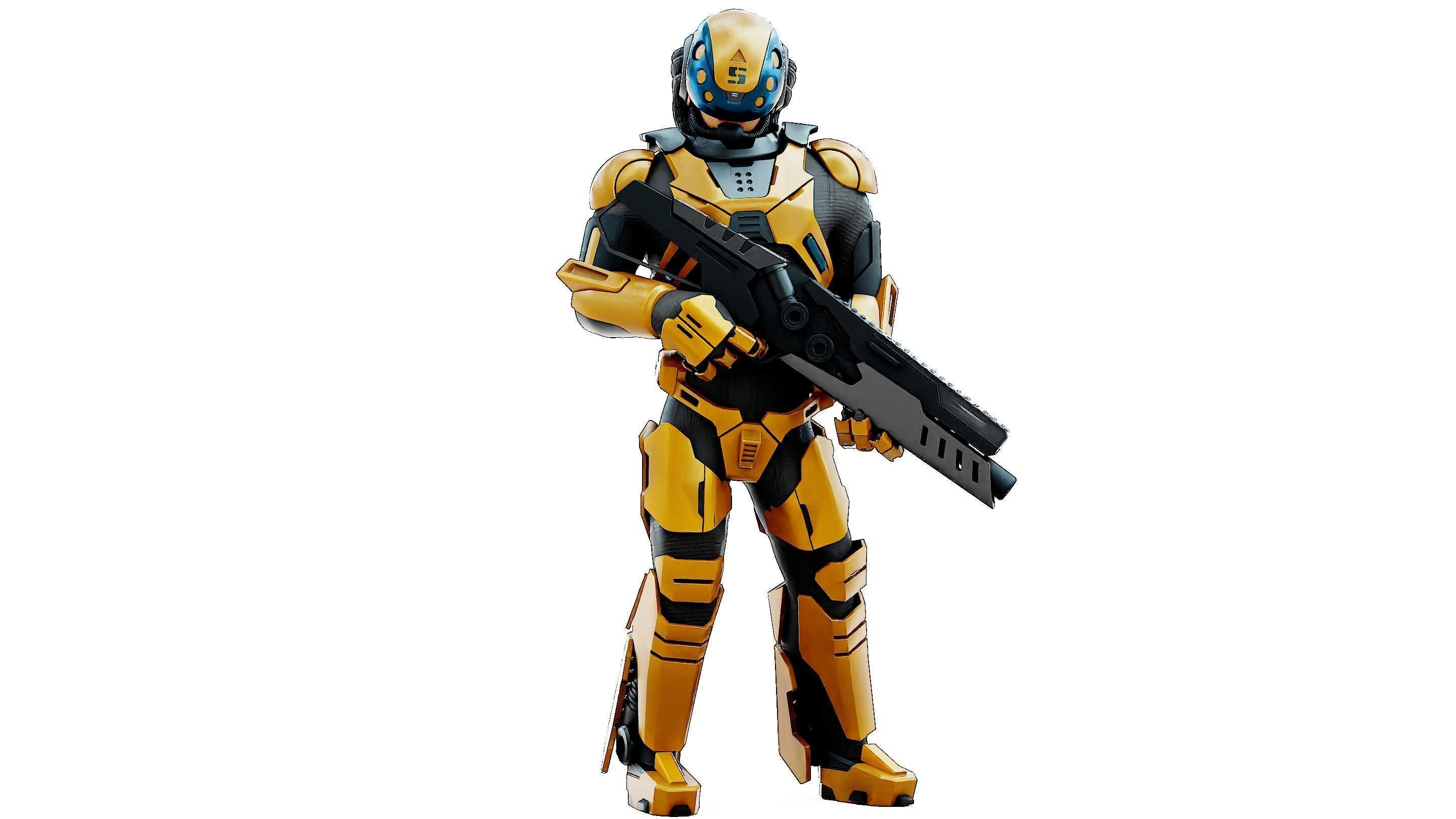 CYBORG SOLDIER RX-400 Rigged for Unreal Engine - Unity - MIXAMO 3D model_4