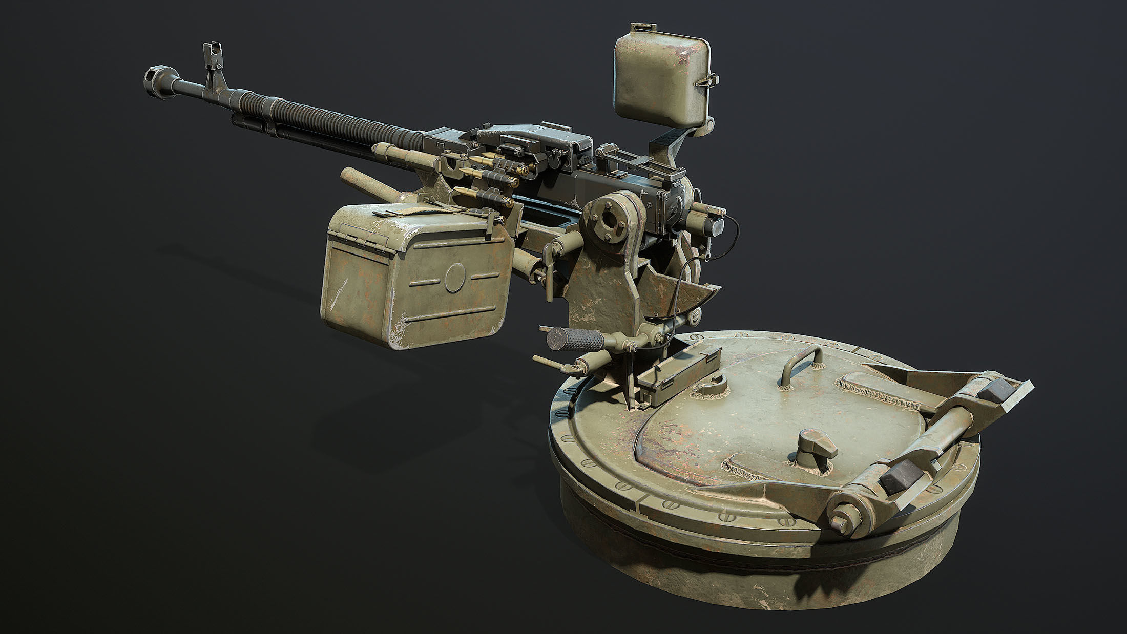 DShK Machine Gun Turret for ASU-85 Low-poly 3D model_2
