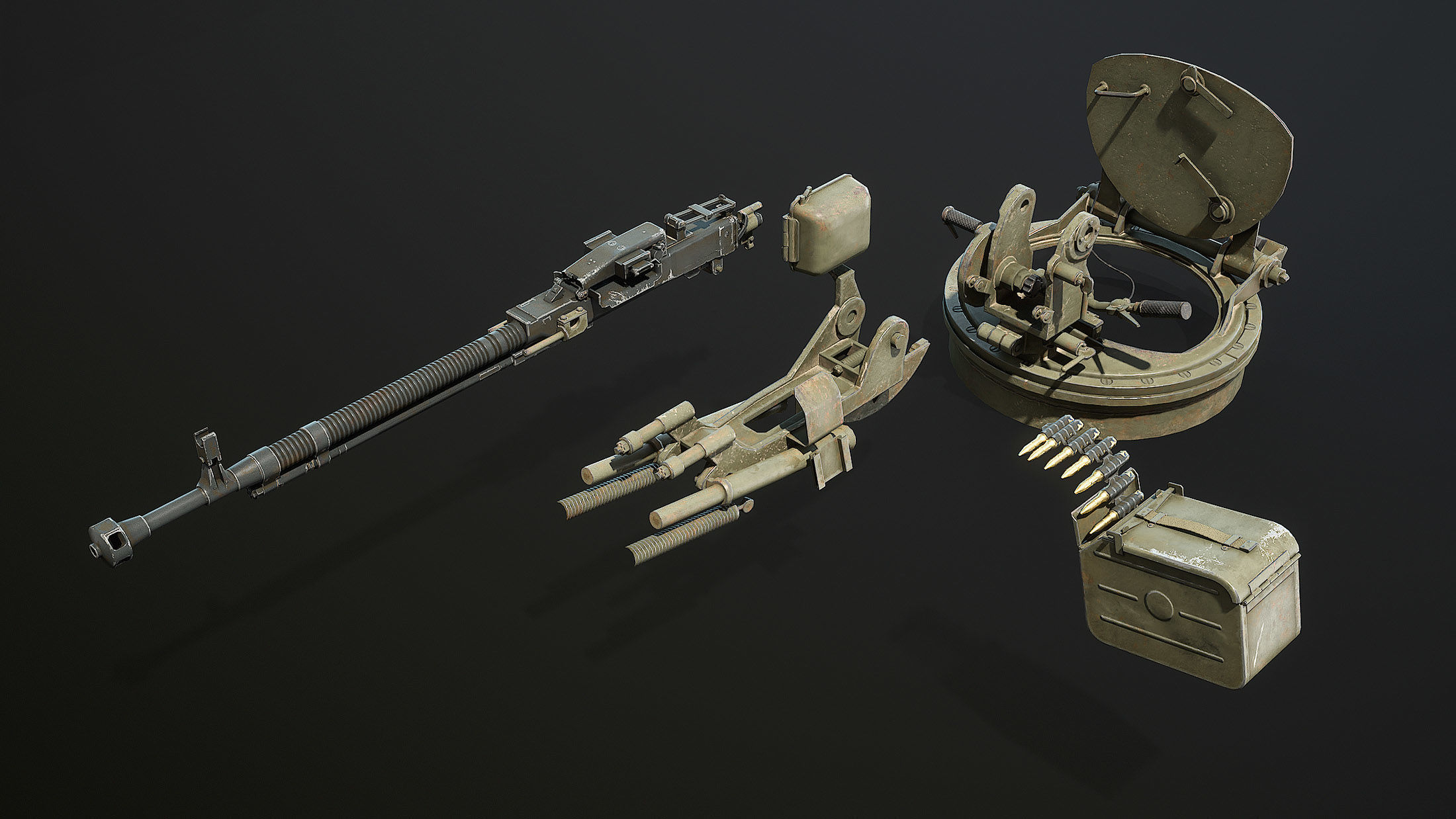 DShK Machine Gun Turret for ASU-85 Low-poly 3D model_9