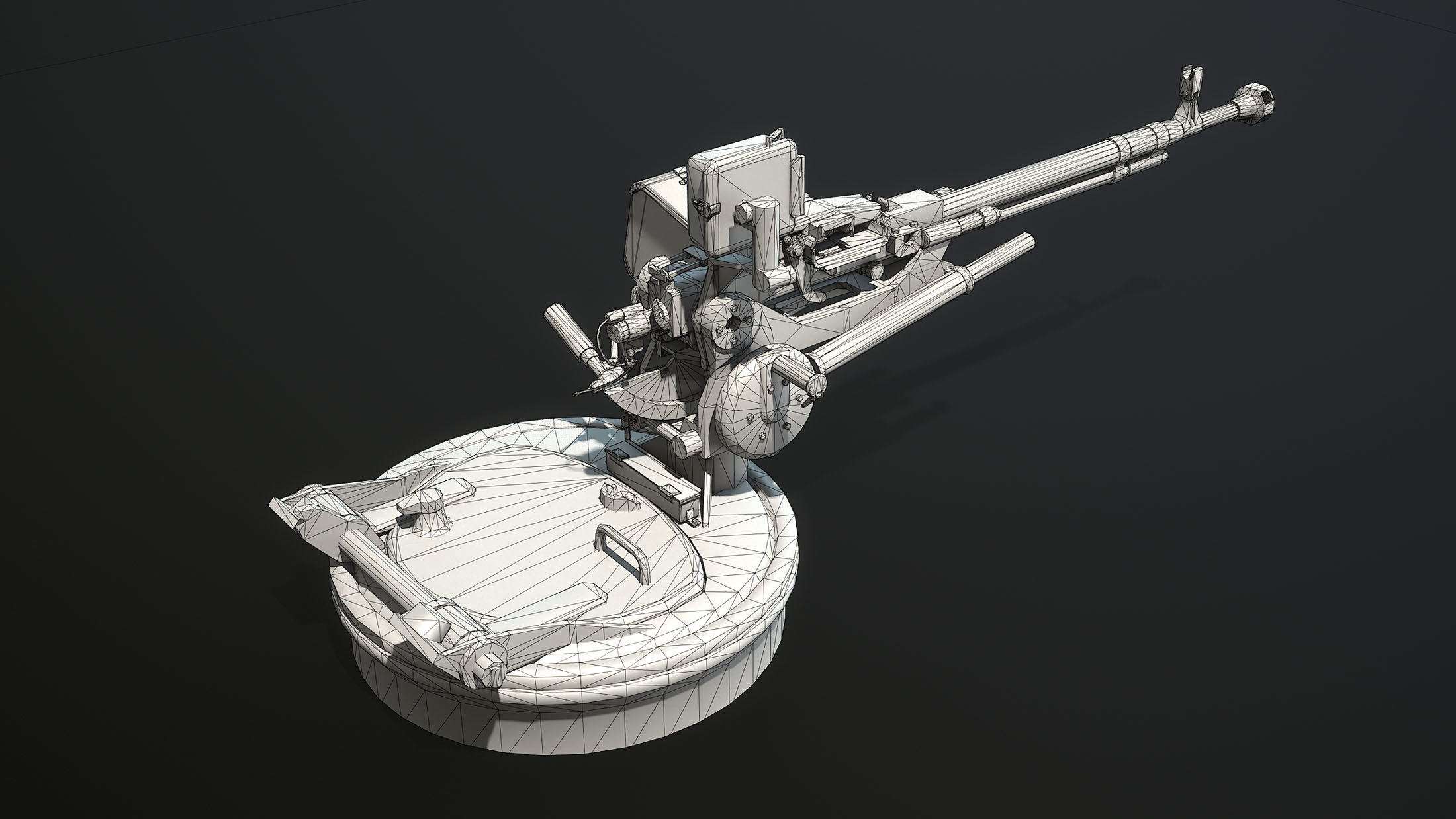 DShK Machine Gun Turret for ASU-85 Low-poly 3D model_11