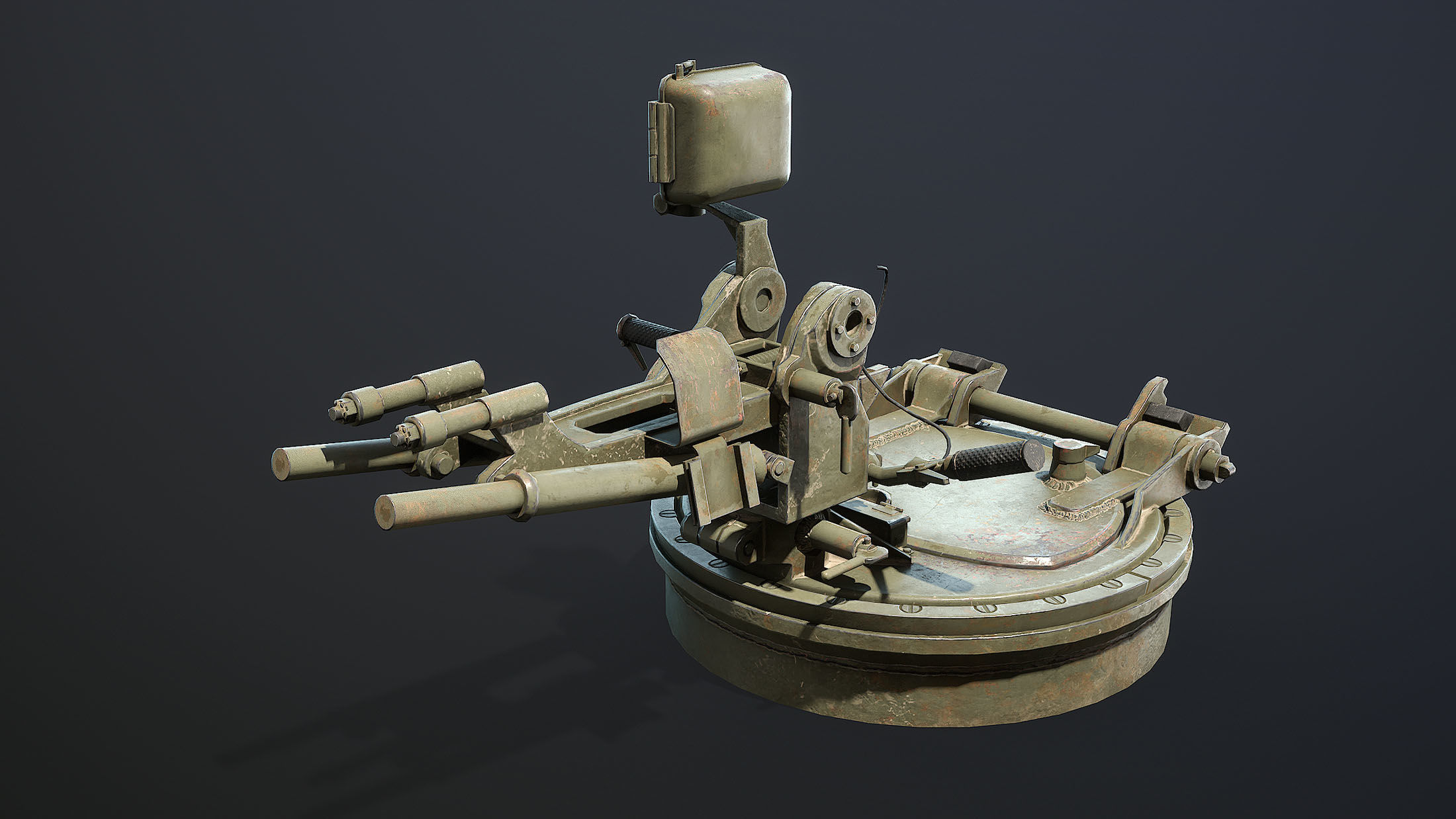 DShK Machine Gun Turret for ASU-85 Low-poly 3D model_6
