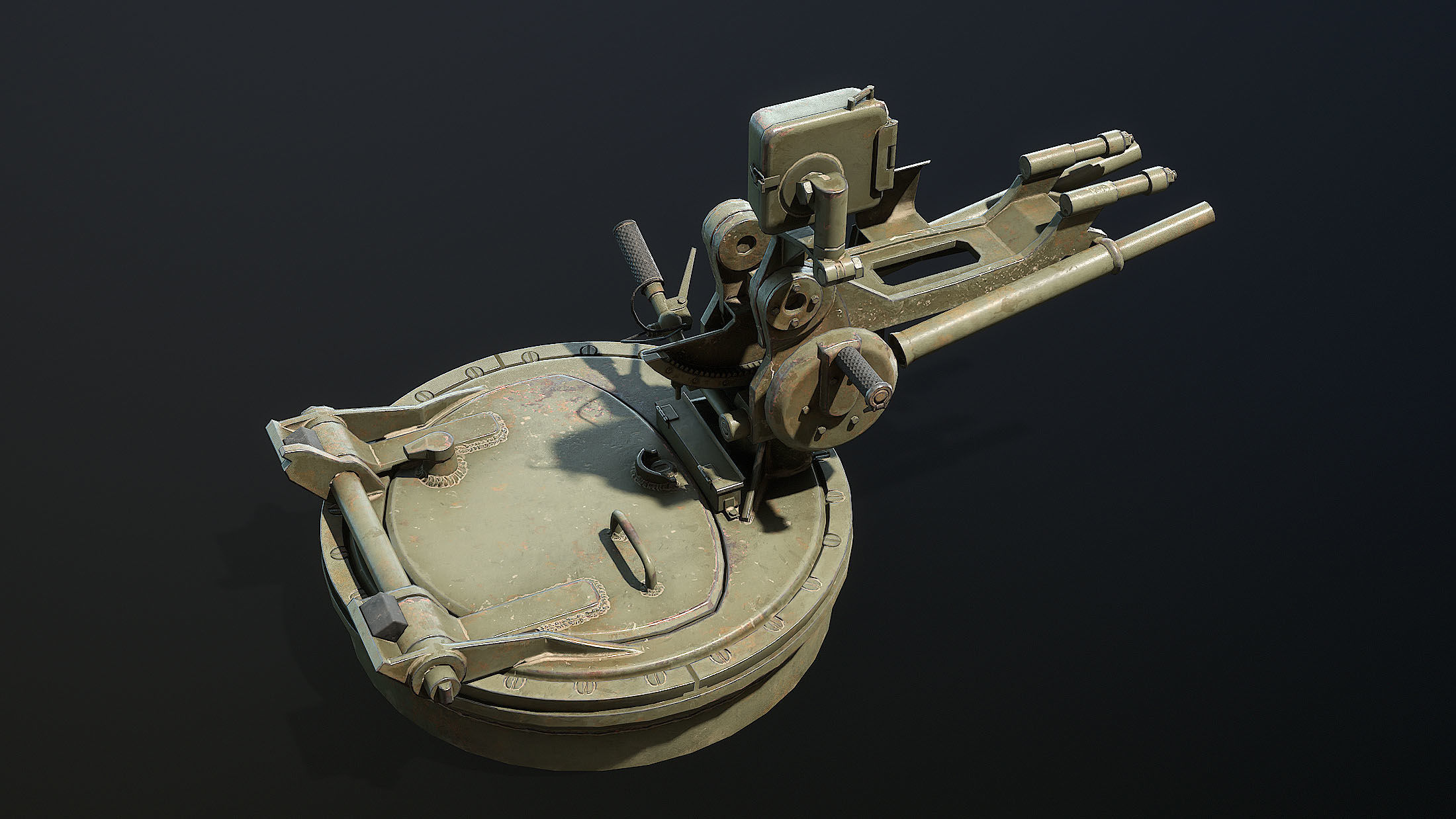 DShK Machine Gun Turret for ASU-85 Low-poly 3D model_7