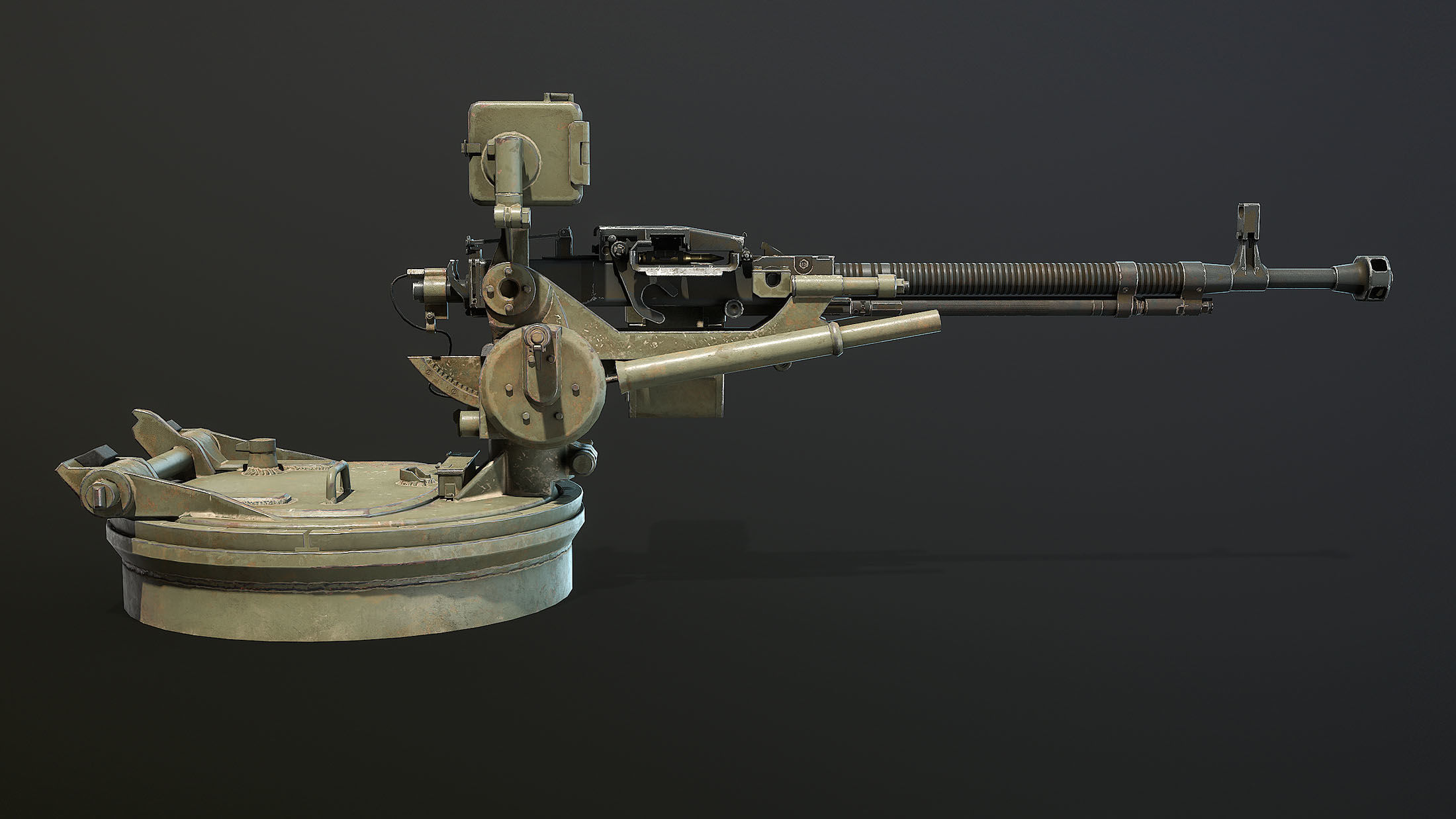 DShK Machine Gun Turret for ASU-85 Low-poly 3D model_5