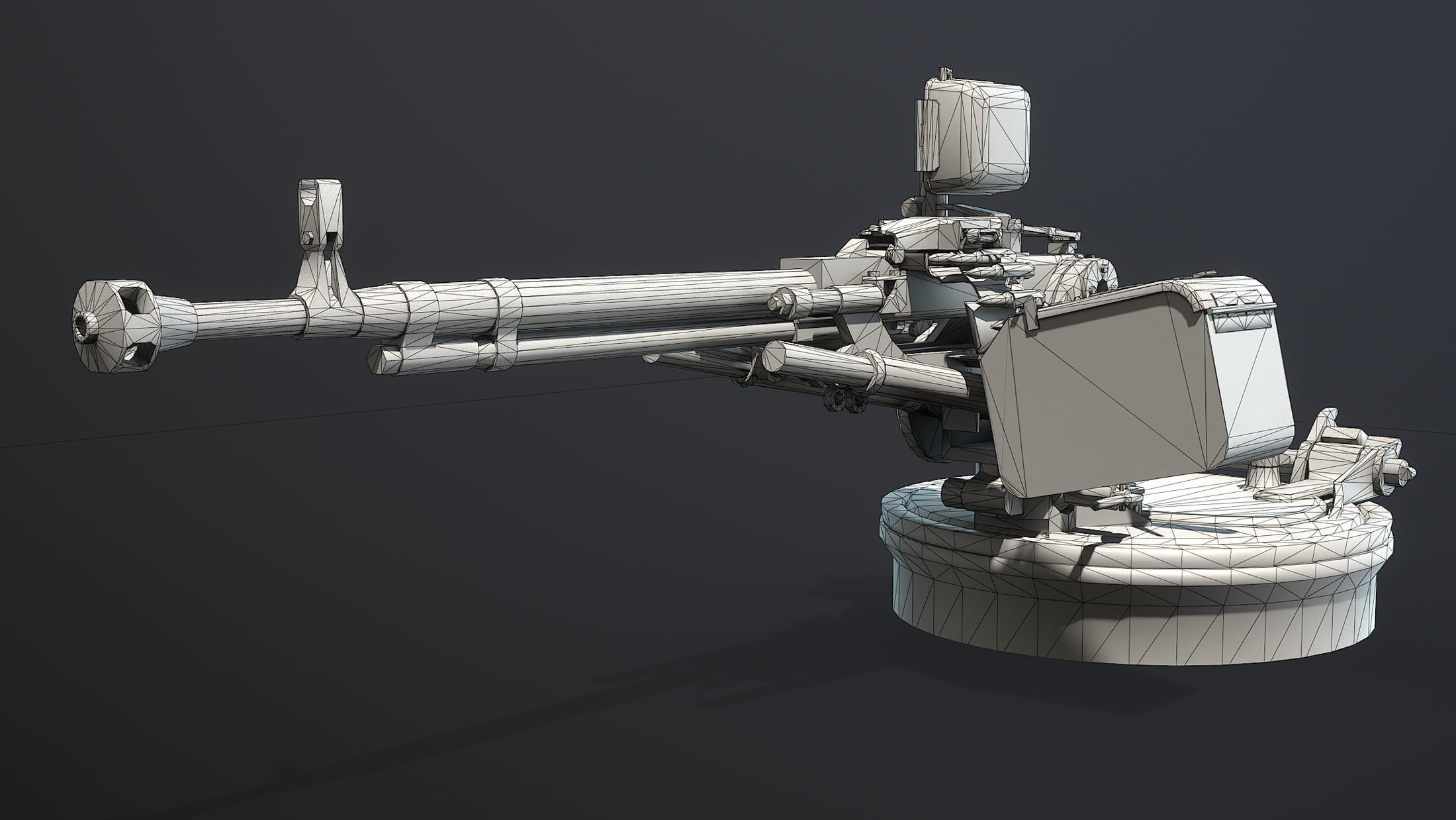 DShK Machine Gun Turret for ASU-85 Low-poly 3D model_10