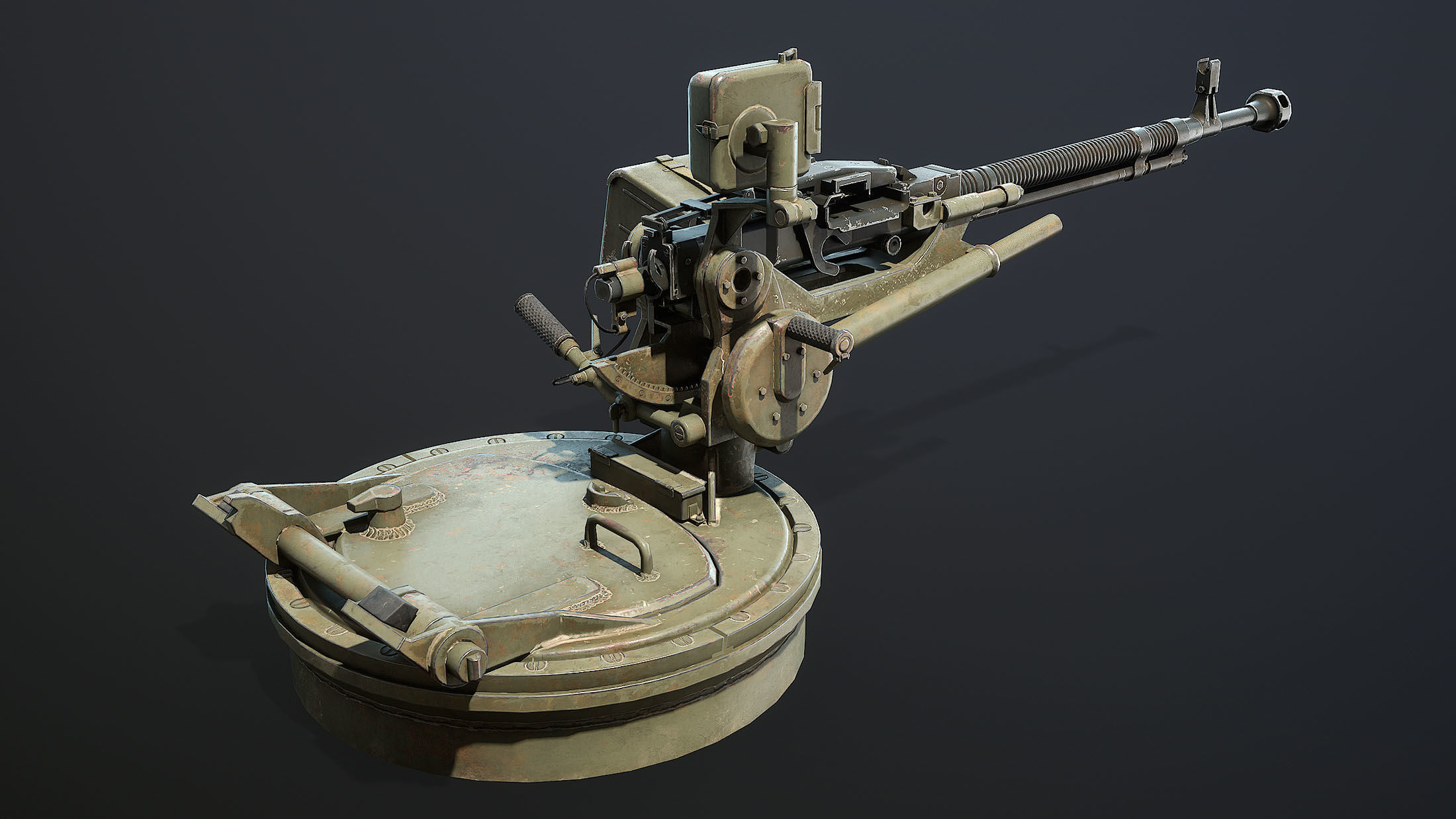 DShK Machine Gun Turret for ASU-85 Low-poly 3D model_4