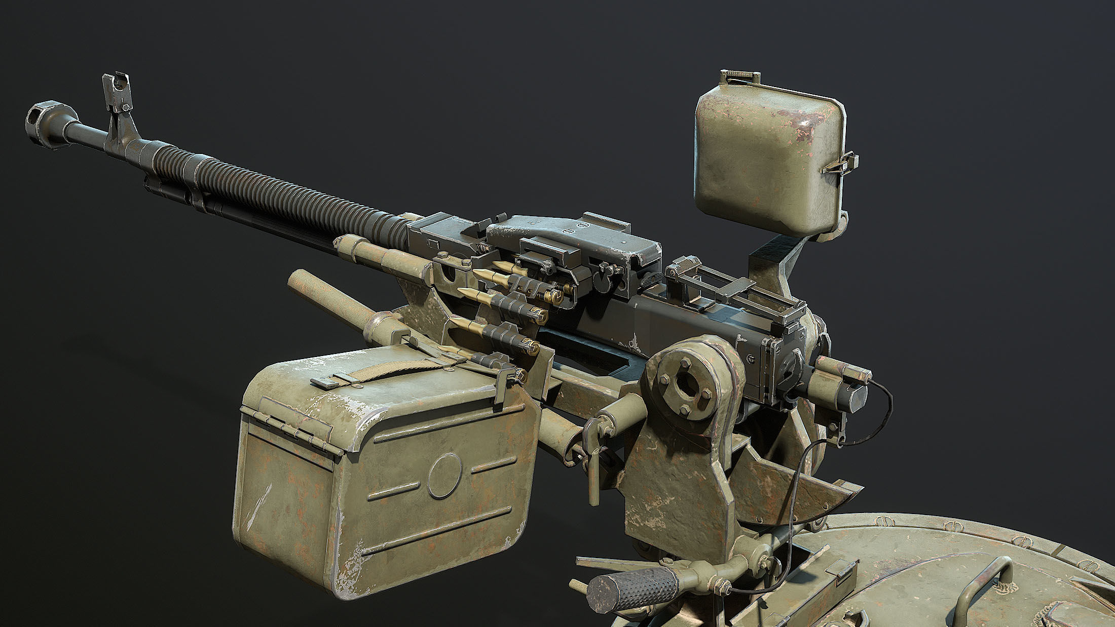 DShK Machine Gun Turret for ASU-85 Low-poly 3D model_3