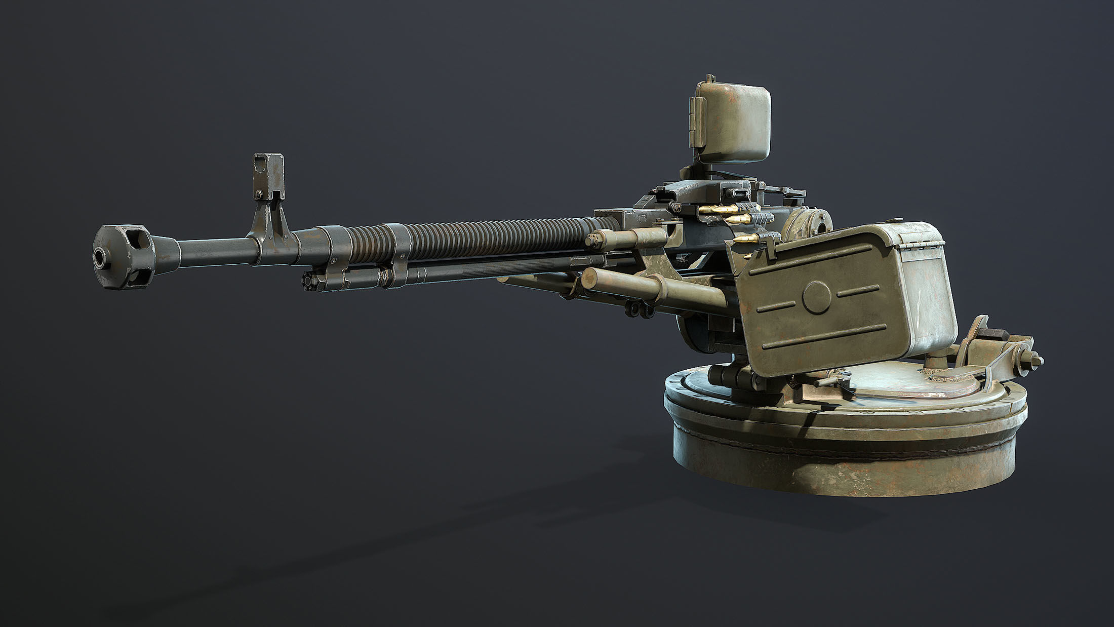 DShK Machine Gun Turret for ASU-85 Low-poly 3D model_1