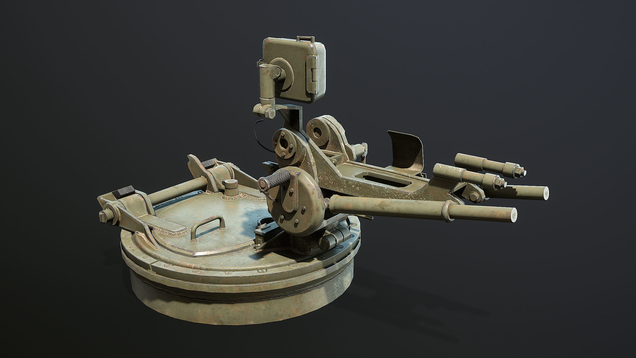 DShK Machine Gun Turret for ASU-85 Low-poly 3D model_8