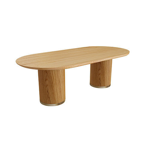 Brandy Natural Wood Dining Table and Spara Boucle Dining Chair 3D model 5
