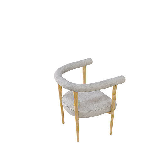 Brandy Natural Wood Dining Table and Spara Boucle Dining Chair 3D model 4