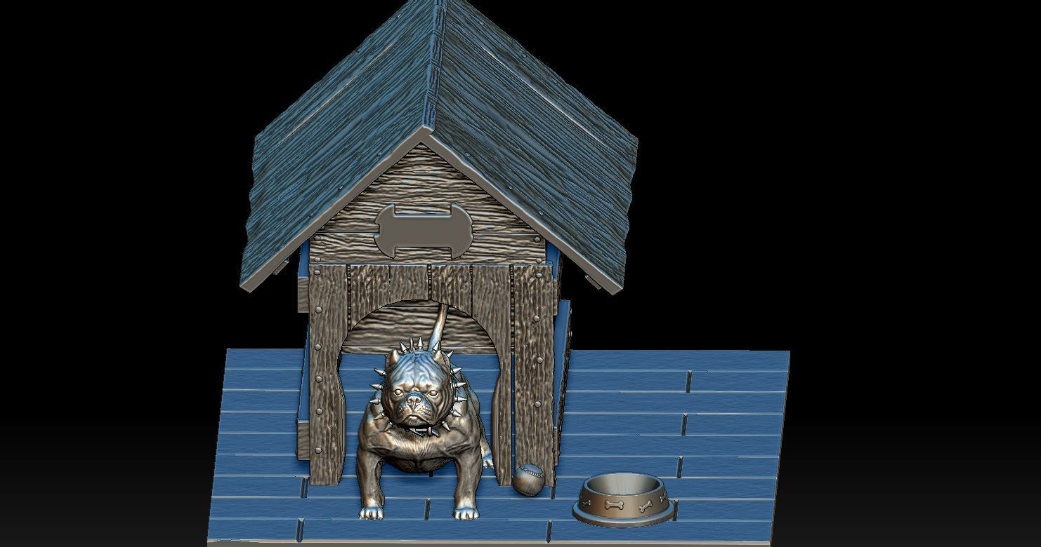 Bully Dog and Dog House 3D print model_24