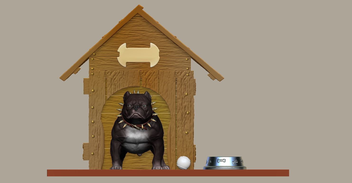 Bully Dog and Dog House 3D print model_31
