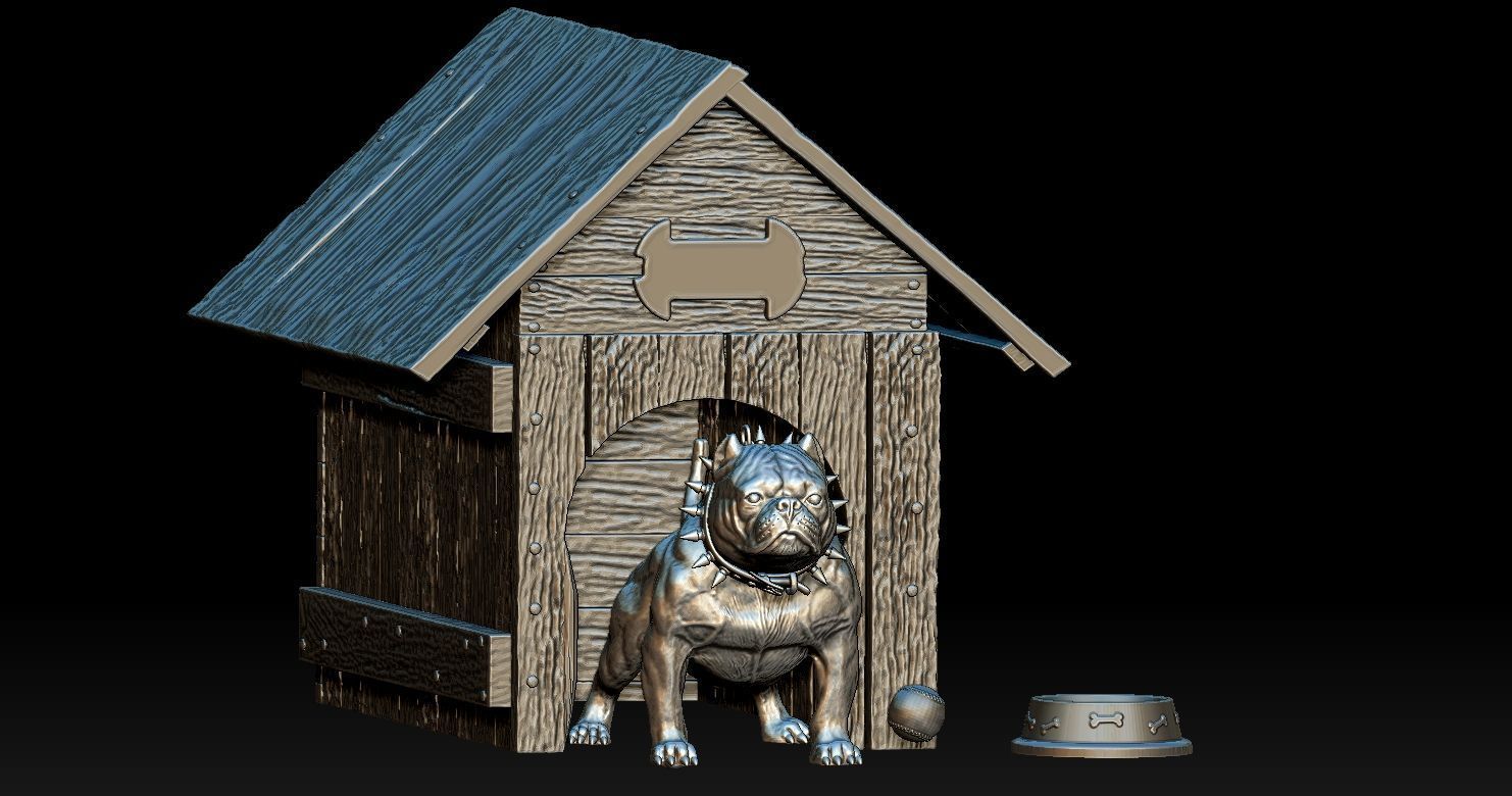 Bully Dog and Dog House 3D print model_13