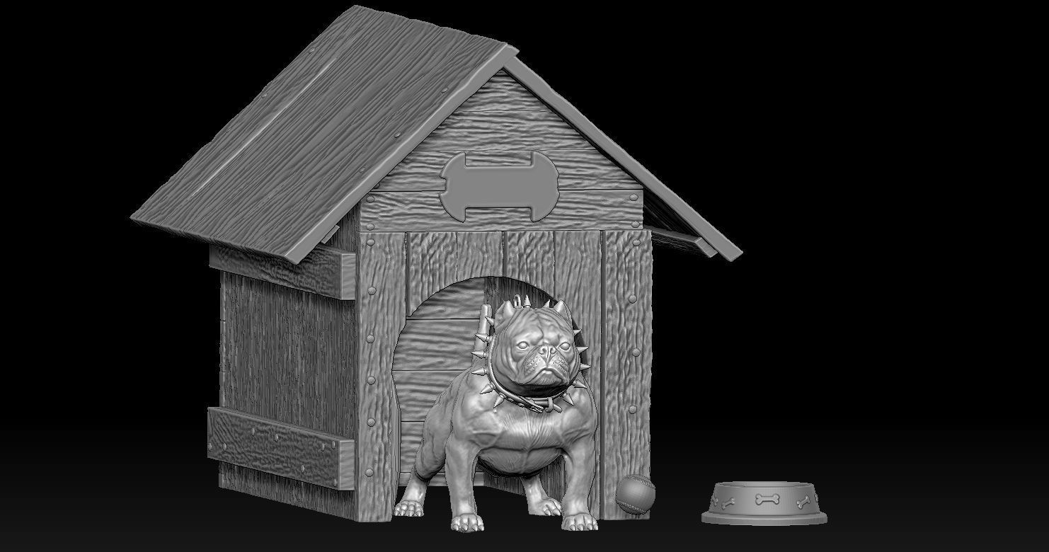 Bully Dog and Dog House 3D print model_11
