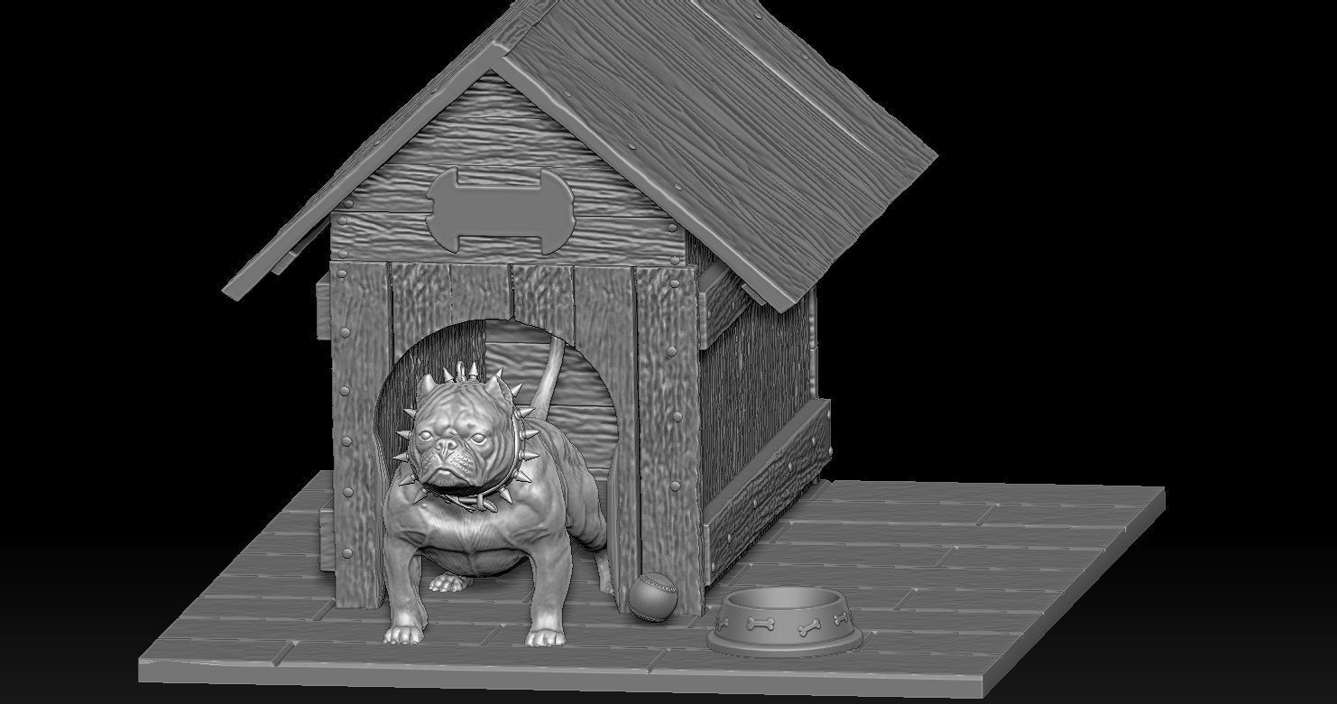Bully Dog and Dog House 3D print model_29