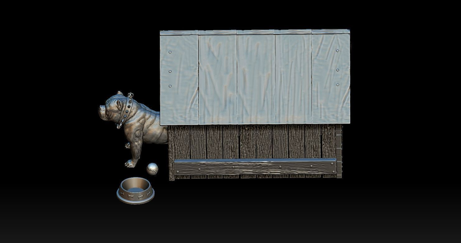 Bully Dog and Dog House 3D print model_3