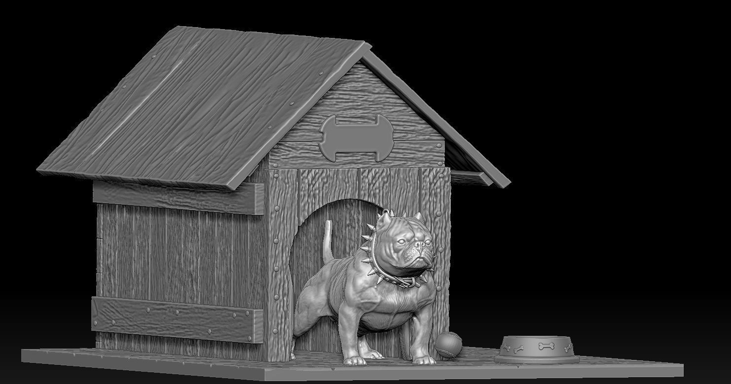 Bully Dog and Dog House 3D print model_6