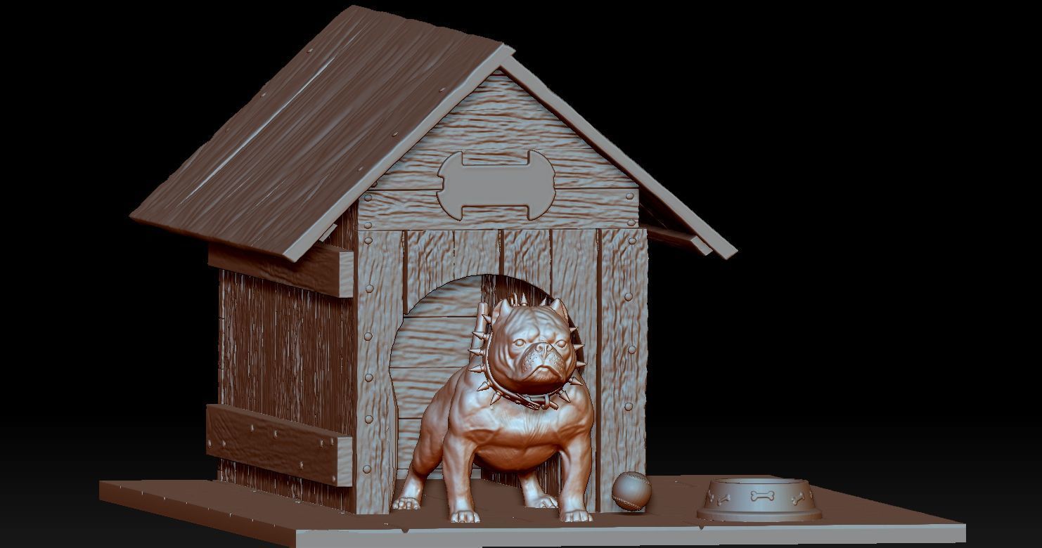 Bully Dog and Dog House 3D print model_14