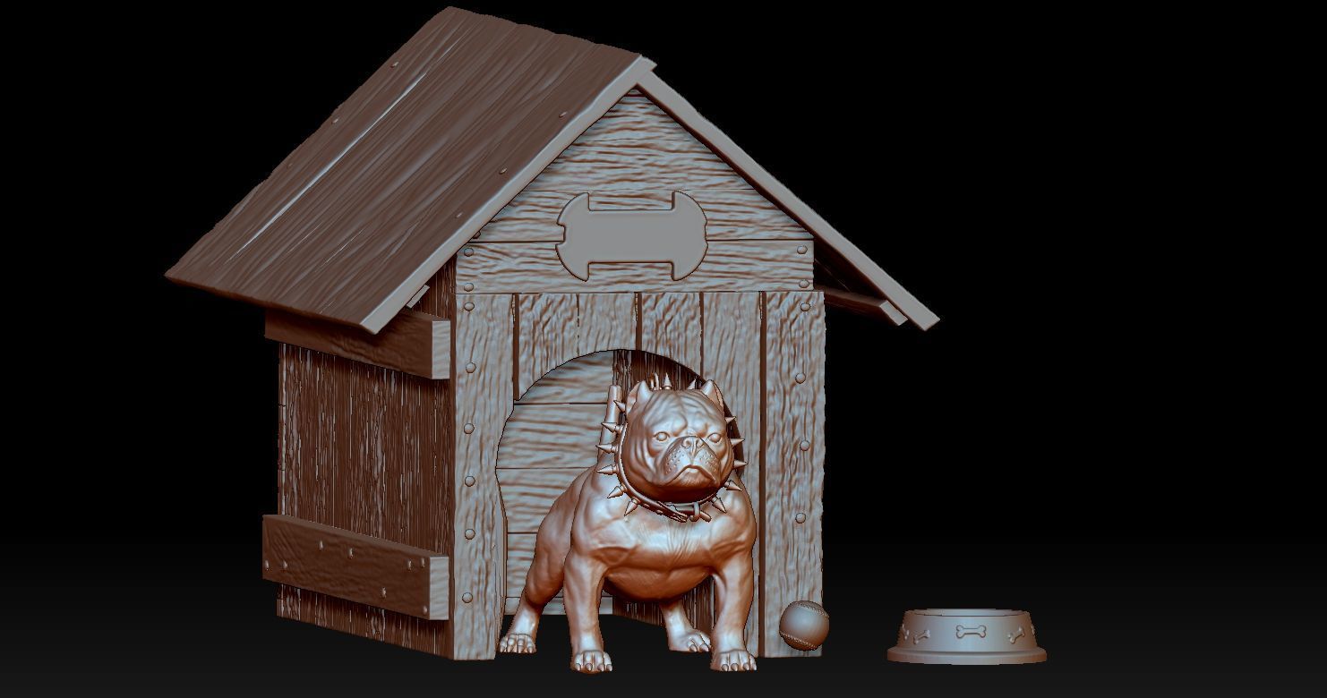Bully Dog and Dog House 3D print model_12