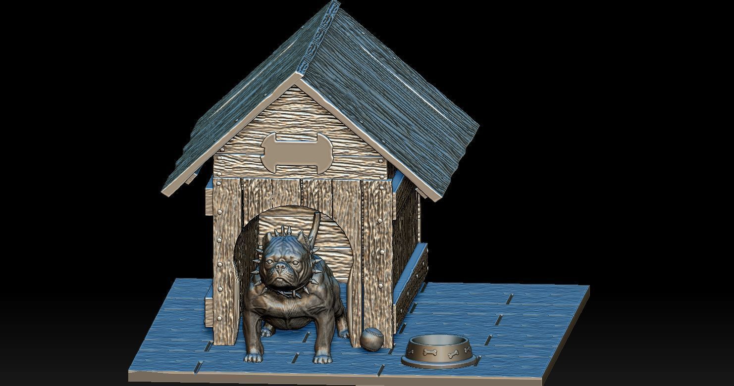 Bully Dog and Dog House 3D print model_17